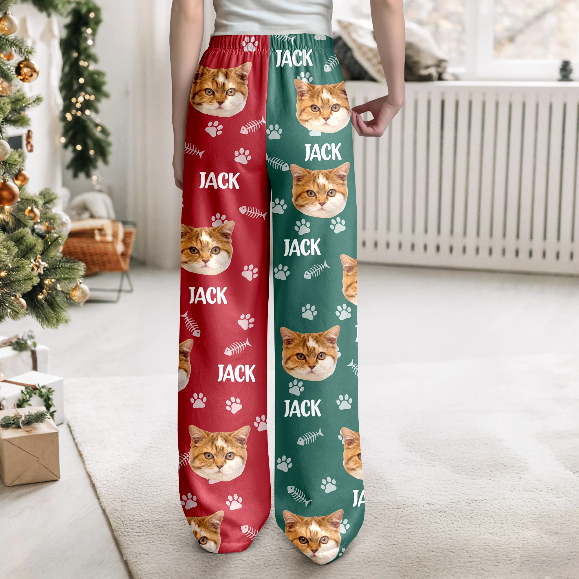 Custom Cat Face Photo Color Split Sweatpants Gift For Christmas HO82 900388 - Image 5