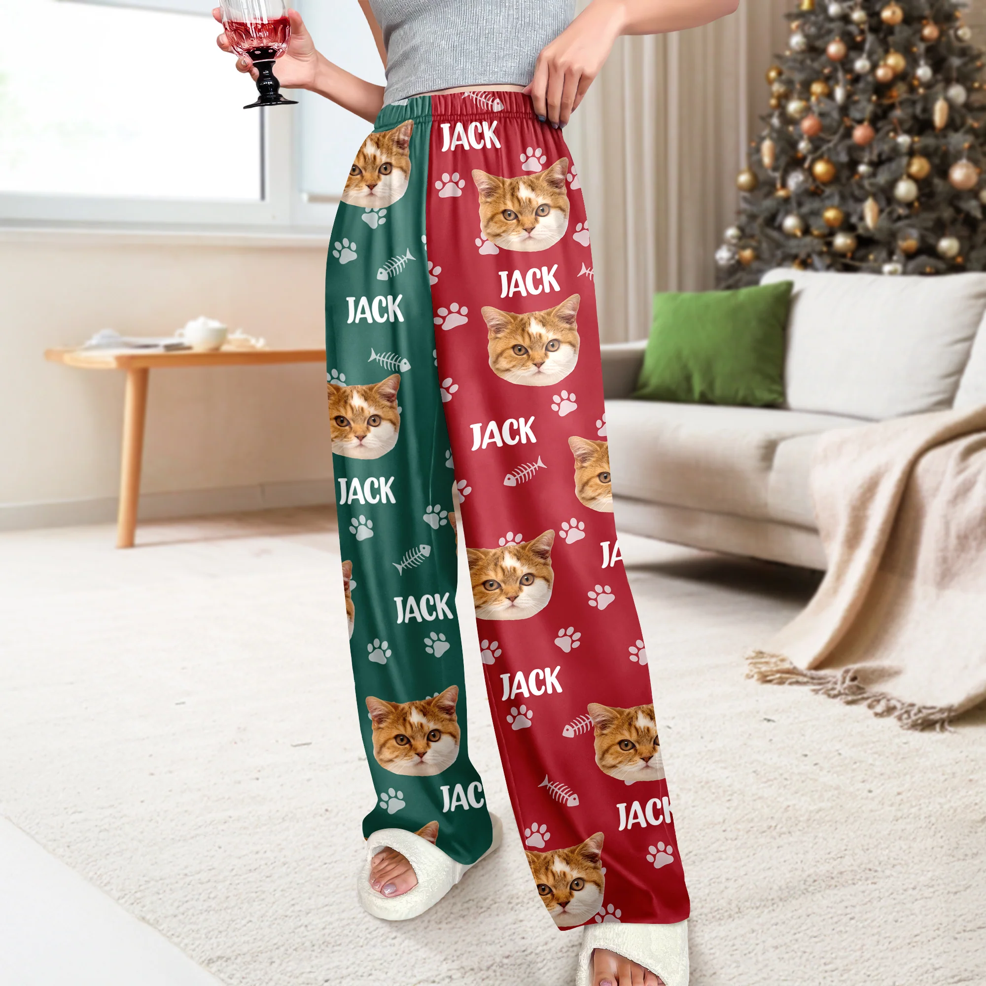 Custom Cat Face Photo Color Split Sweatpants Gift For Christmas HO82 900388 - Image 8