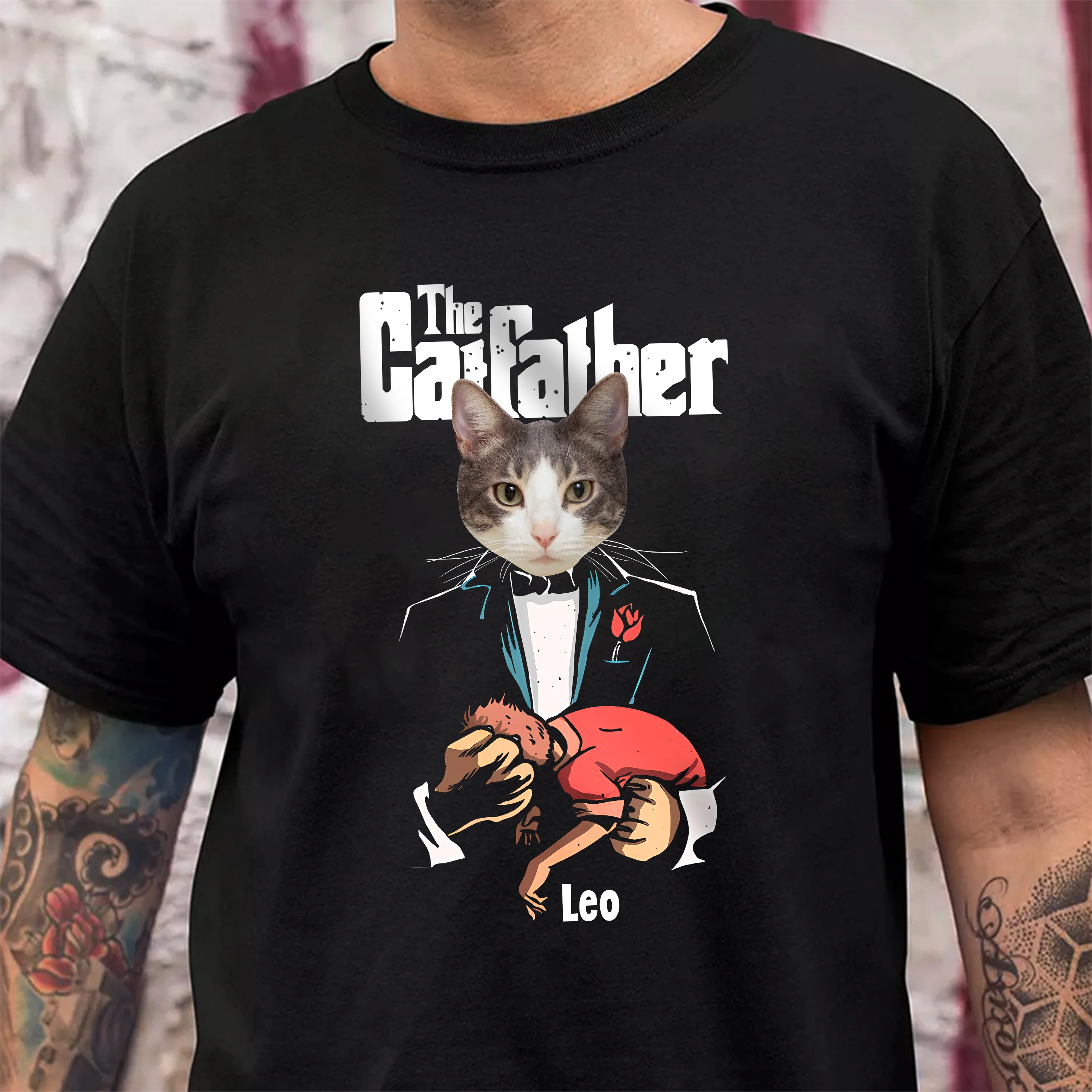Custom Cat Face Photo The Catfather Shirt Personalized Gift For Dad HO82 893848 - Image 9