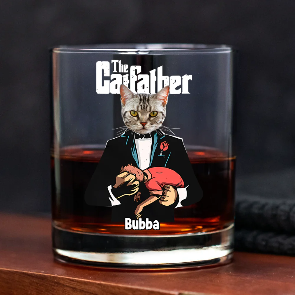 Custom Cat Face Photo The Catfather Whiskey Glass Personalized Gift For Dad HO82 893860 - Image 6