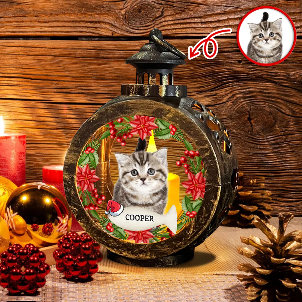 Custom Cat Photo Candlelight Lantern Ornament For Christmas HO82 894972 - Image 2