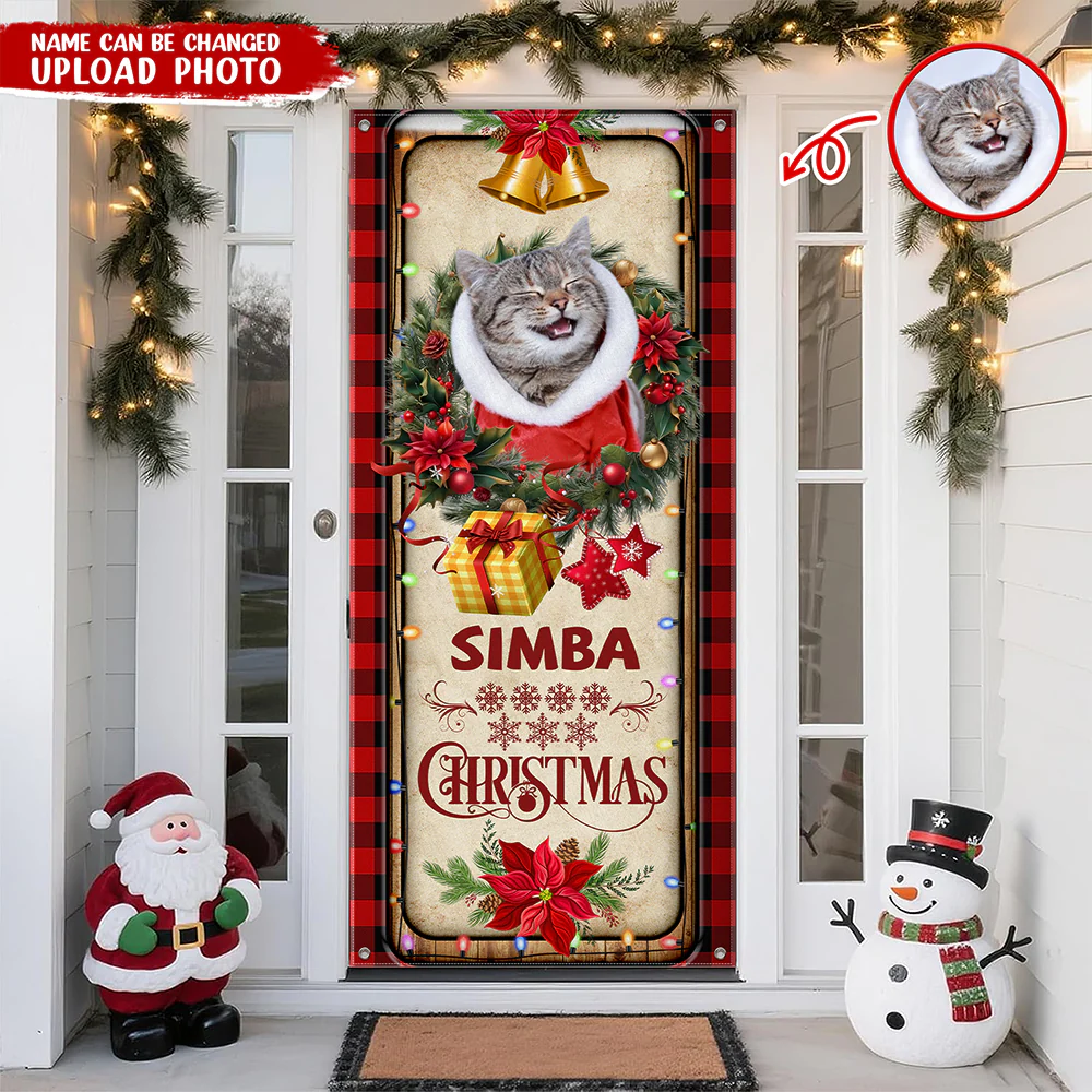 Custom Cat Photo Christmas Decoration Door Cover HO82 900262 - Image 5