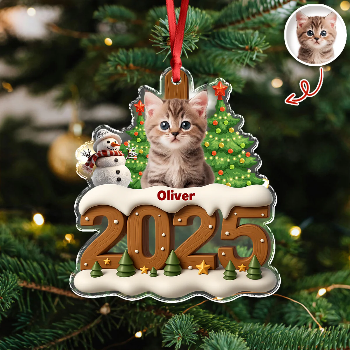 Custom Cat Photo Cozy Xmas Crew Acrylic Ornament Personalized Gift For Christmas HO82 900134 - Image 3