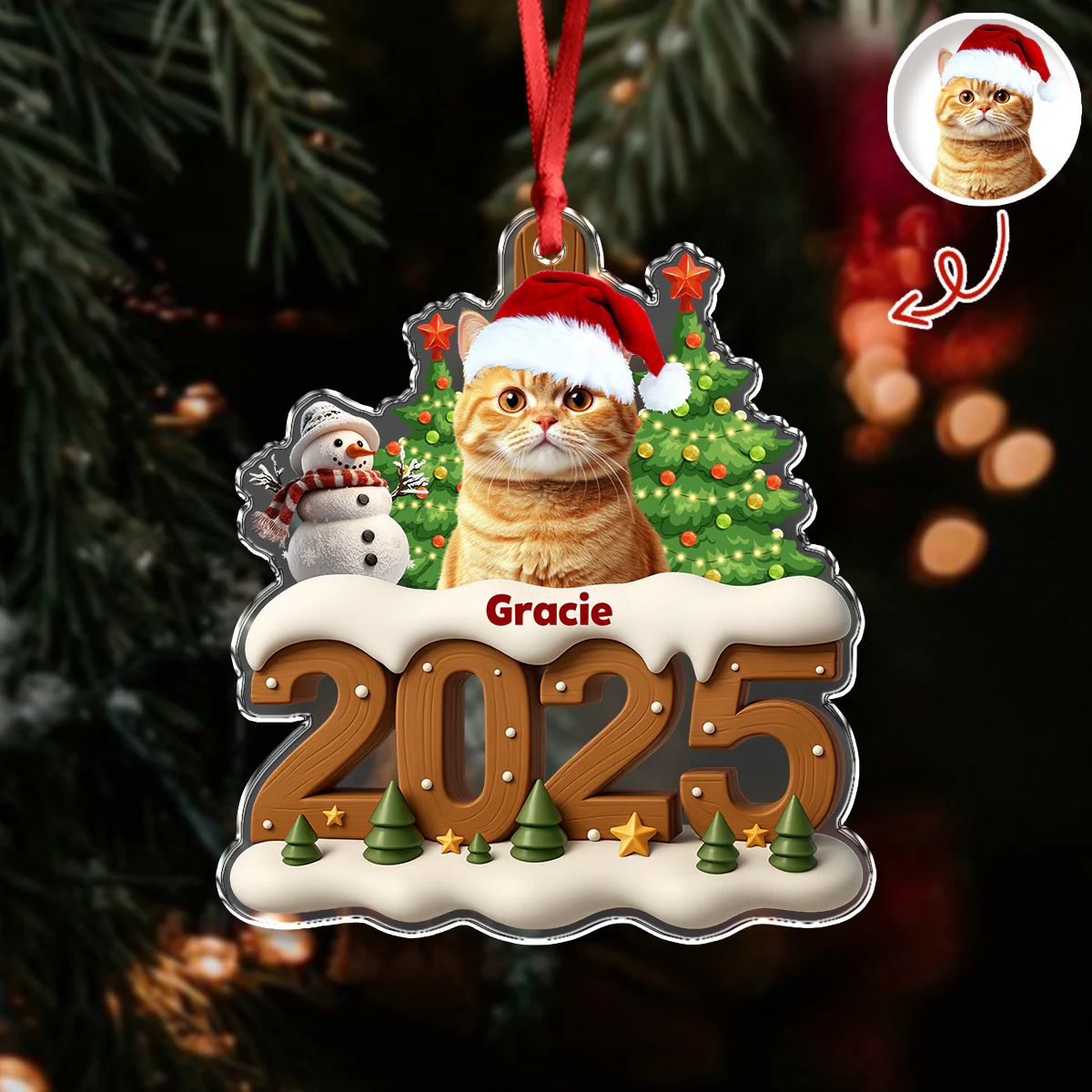 Custom Cat Photo Cozy Xmas Crew Acrylic Ornament Personalized Gift For Christmas HO82 900134 - Image 4