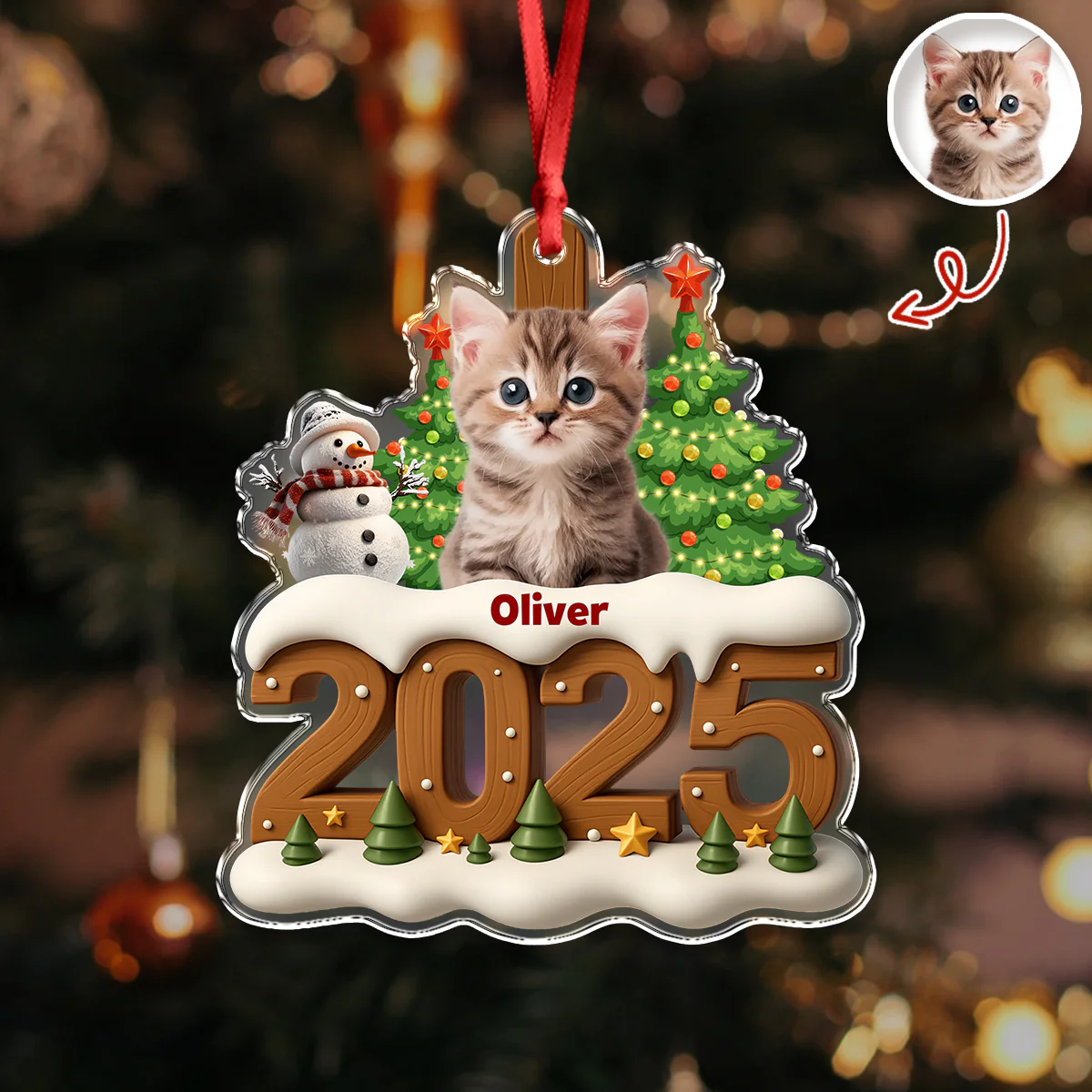 Custom Cat Photo Cozy Xmas Crew Acrylic Ornament Personalized Gift For Christmas HO82 900134 - Image 5