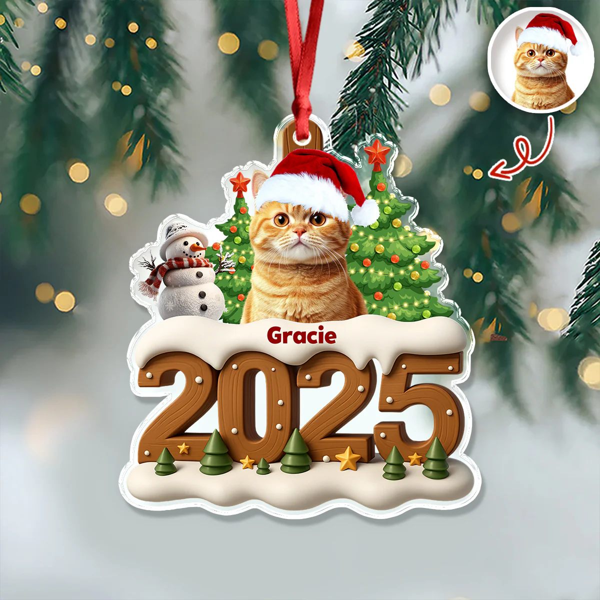 Custom Cat Photo Cozy Xmas Crew Acrylic Ornament Personalized Gift For Christmas HO82 900134 - Image 6