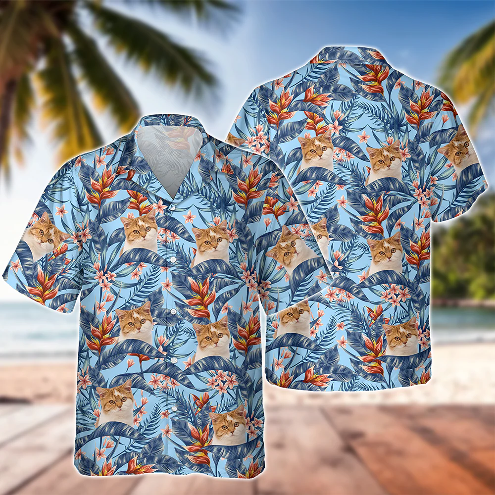 Custom Cat Photo In The Air Hawaii Shirt Gift For Cat Lovers HO82 893836 - Image 6