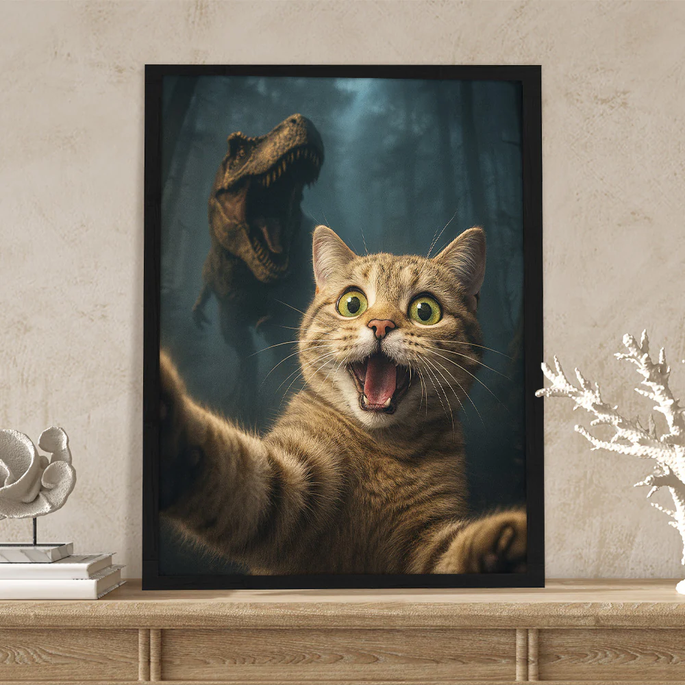 Custom Cat Photo Living That Dino Danger Life Classical Style Poster Gift For Cat Lovers HO82 894842 - Image 2