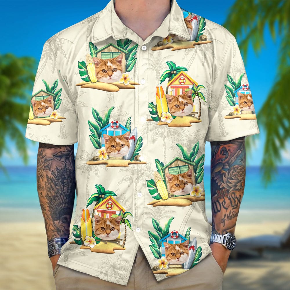 Custom Cat Photo Tropical Men's Hawaii Shirt TA29 889098 - Image 2