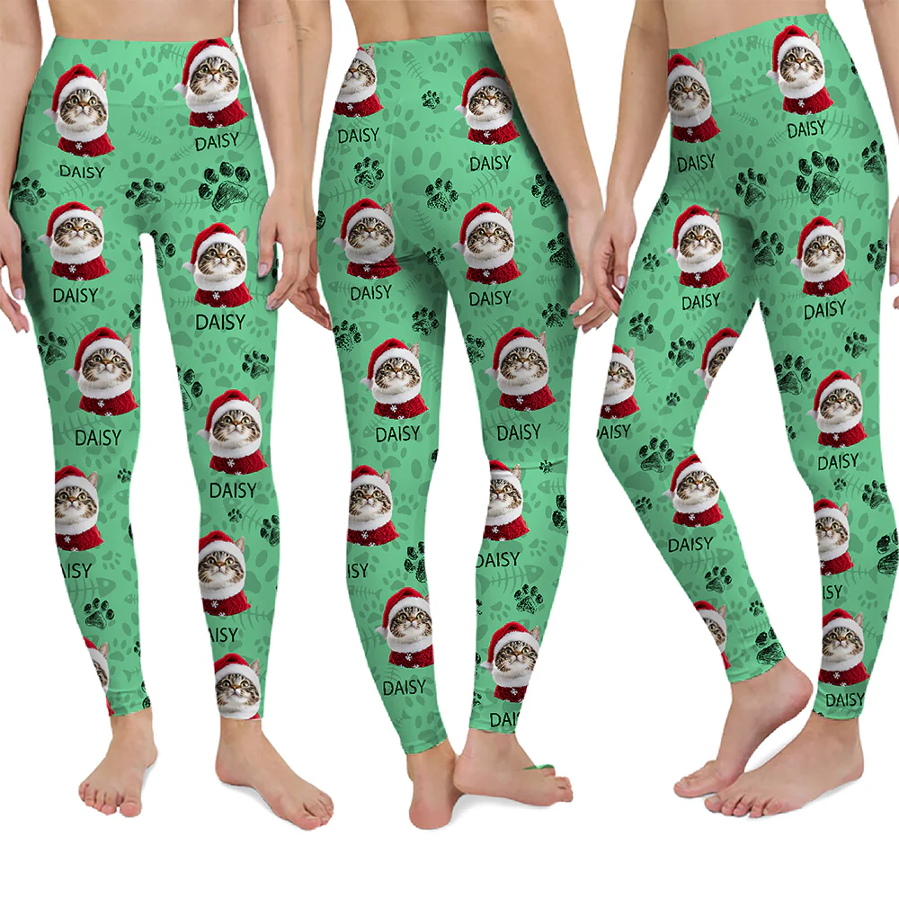 Custom Cat Photo With Paw Pattern Legging HO82 900532 - Image 5