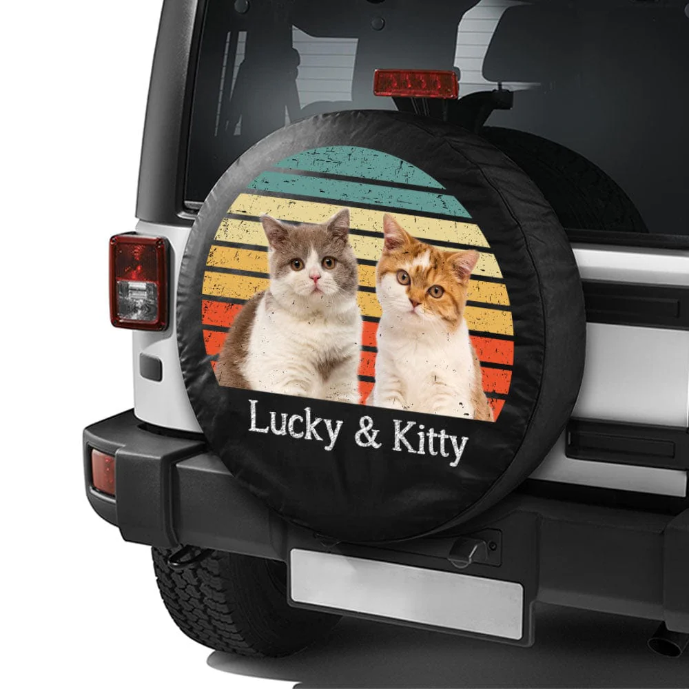 Custom Cat Photo With Vintage Retro Style Tire Cover T368 889796 - Image 2