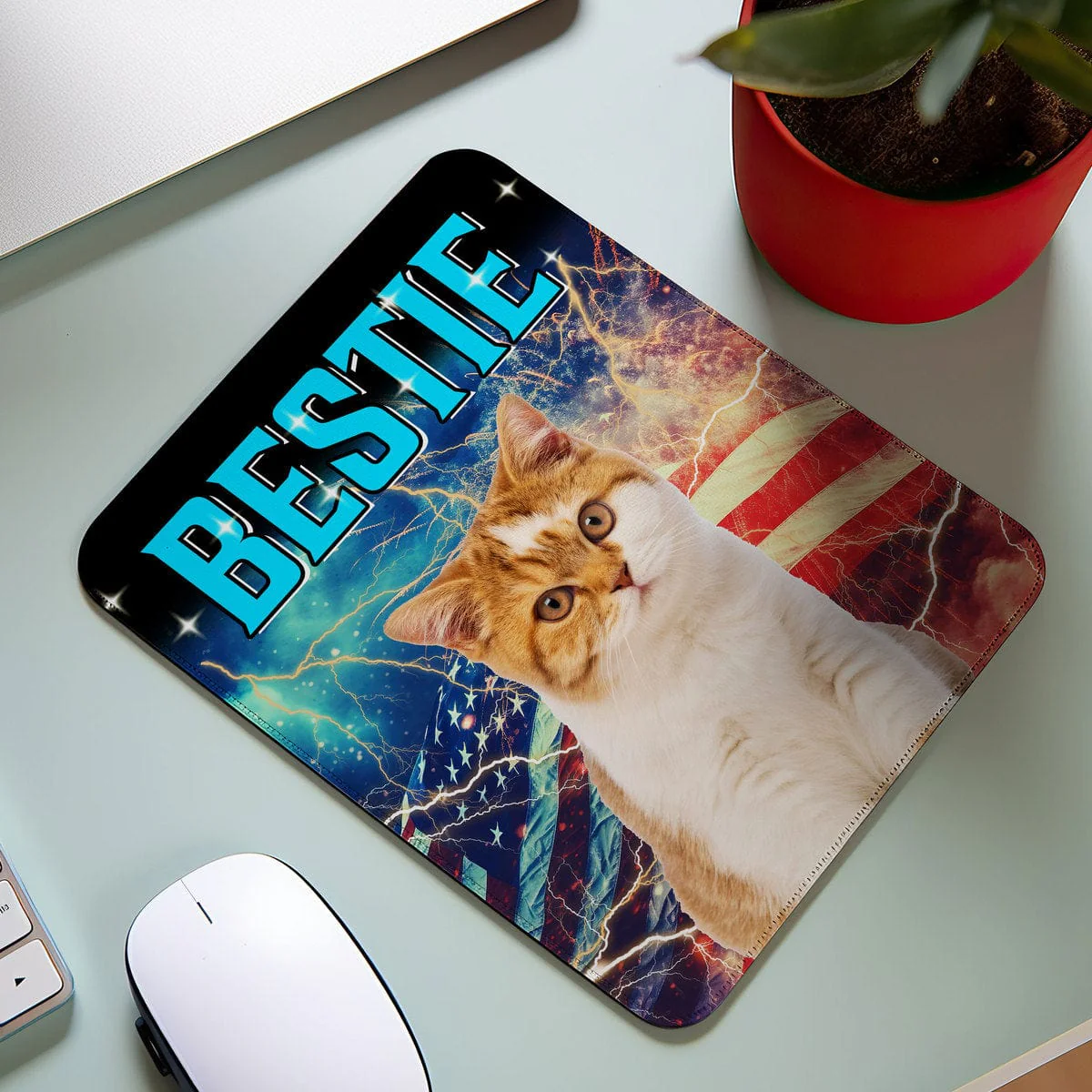 Custom Cat Portrait Photo With Retro Style Mousepad DA199 889628 - Image 3