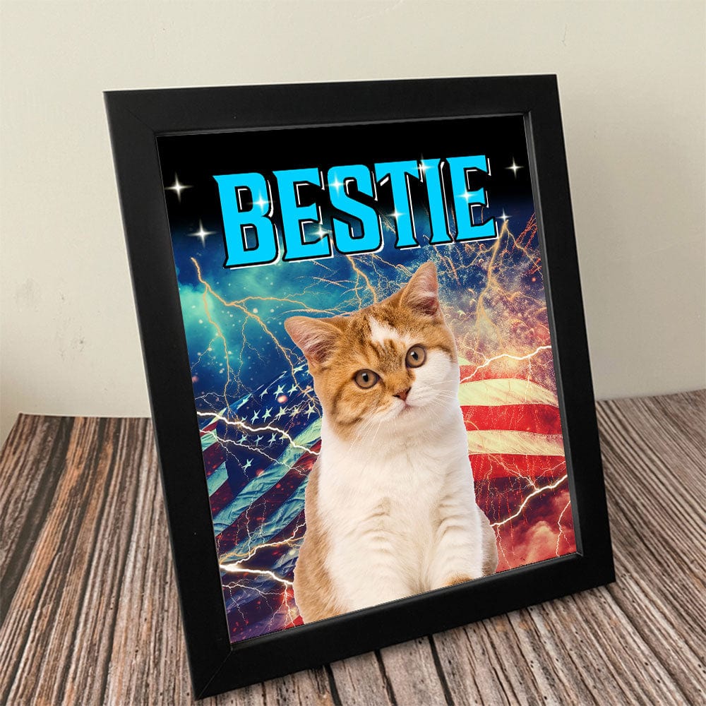 Custom Cat Portrait Photo With Retro Style Picture Frame TA29 889632