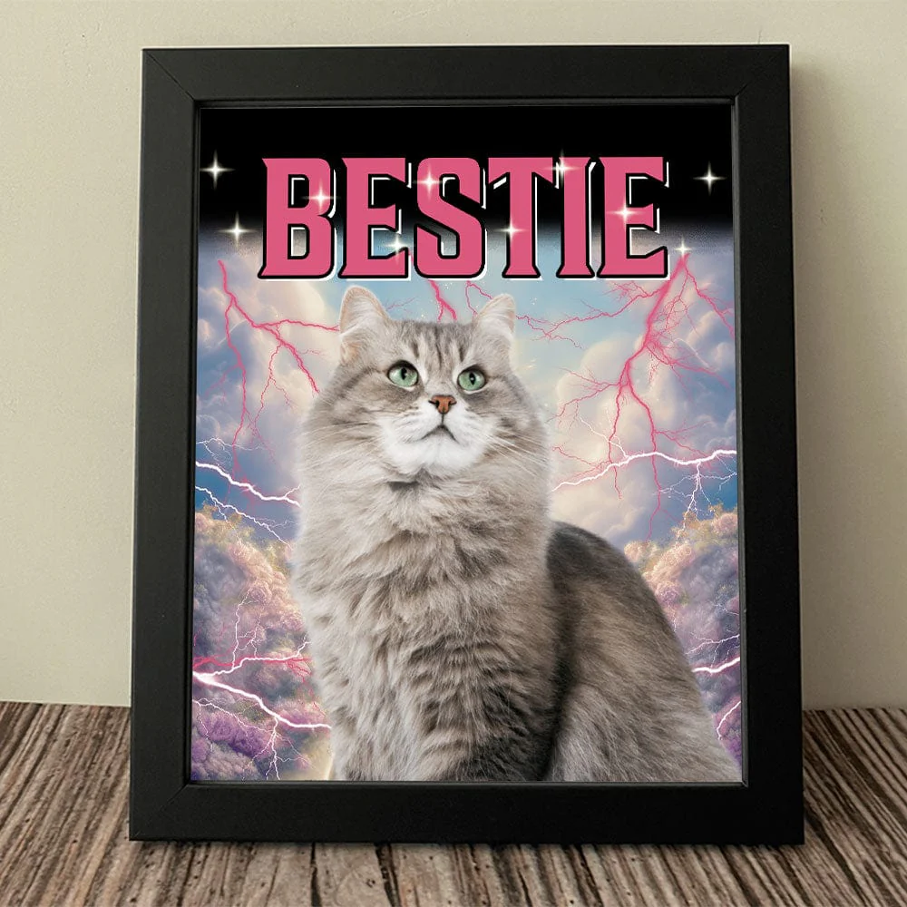 Custom Cat Portrait Photo With Retro Style Picture Frame TA29 889632 - Image 3