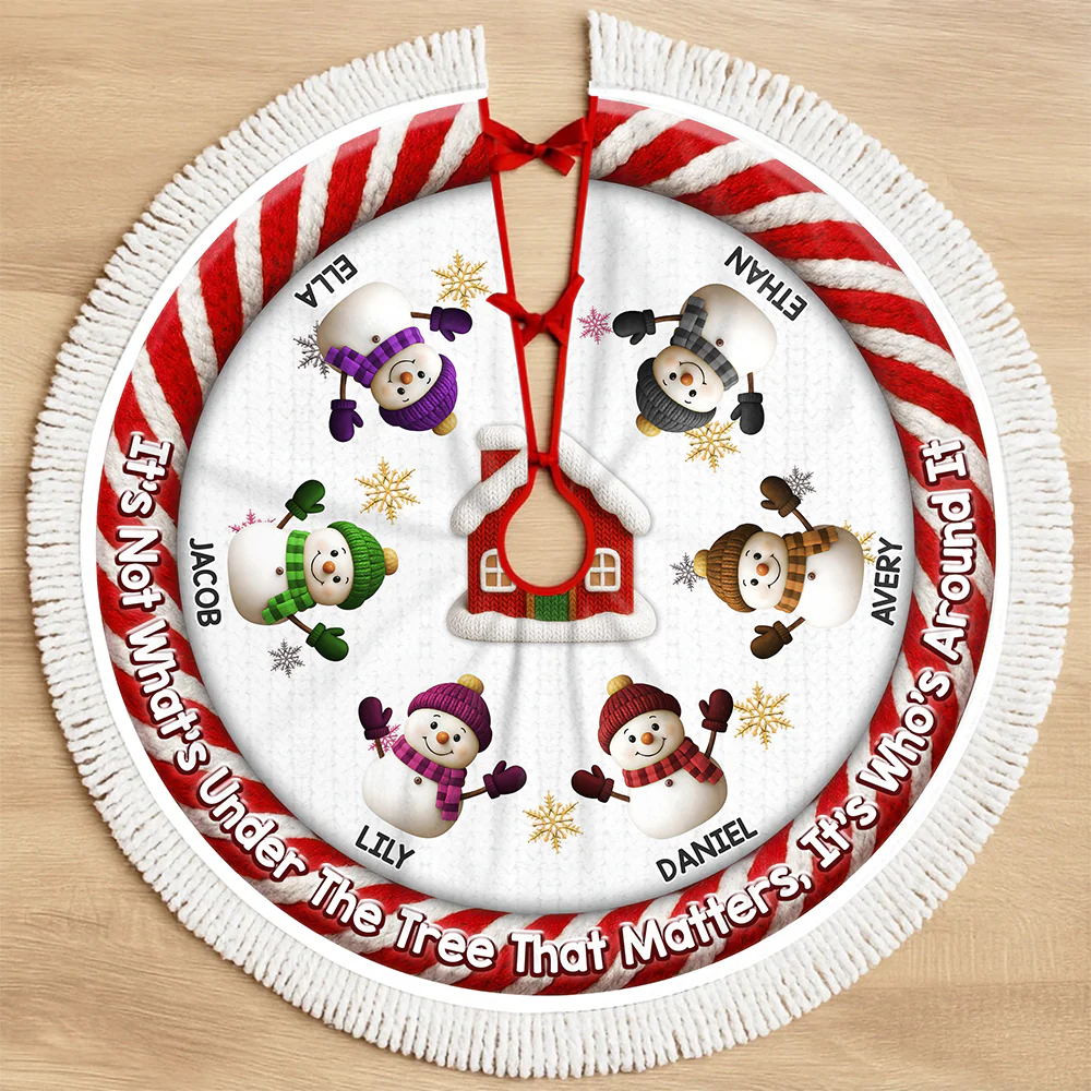 Custom Crochet Snowman Our Christmas Our Story Family Tree Skirt HO82 900068 - Image 3
