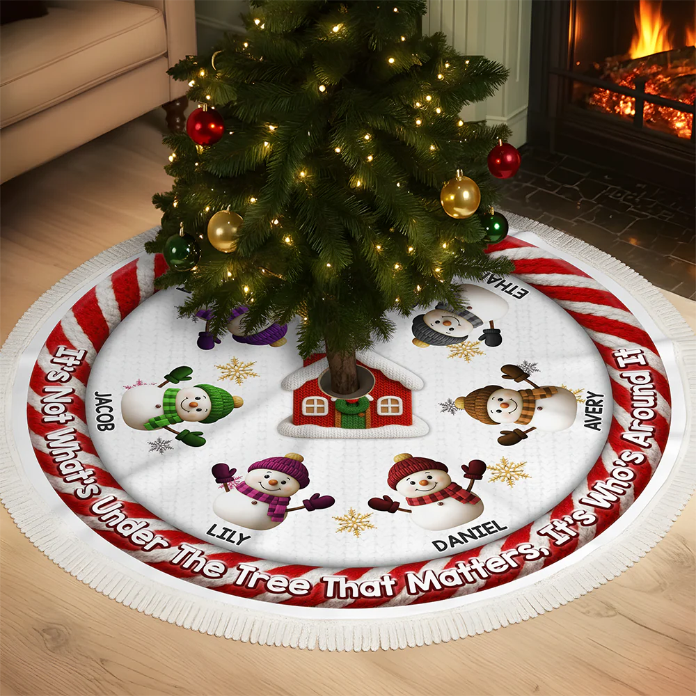 Custom Crochet Snowman Our Christmas Our Story Family Tree Skirt HO82 900068 - Image 4