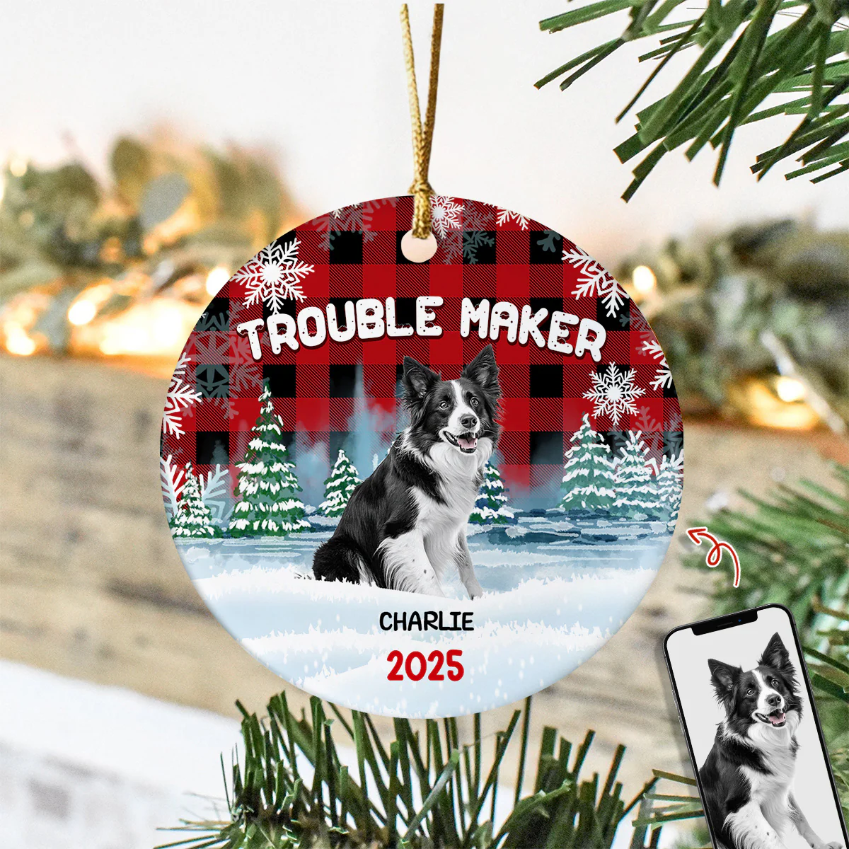 Custom Dog And Cat Photo Double Trouble Ceramic Ornament Gift For Dog Cat Lover HO82 894644 - Image 5