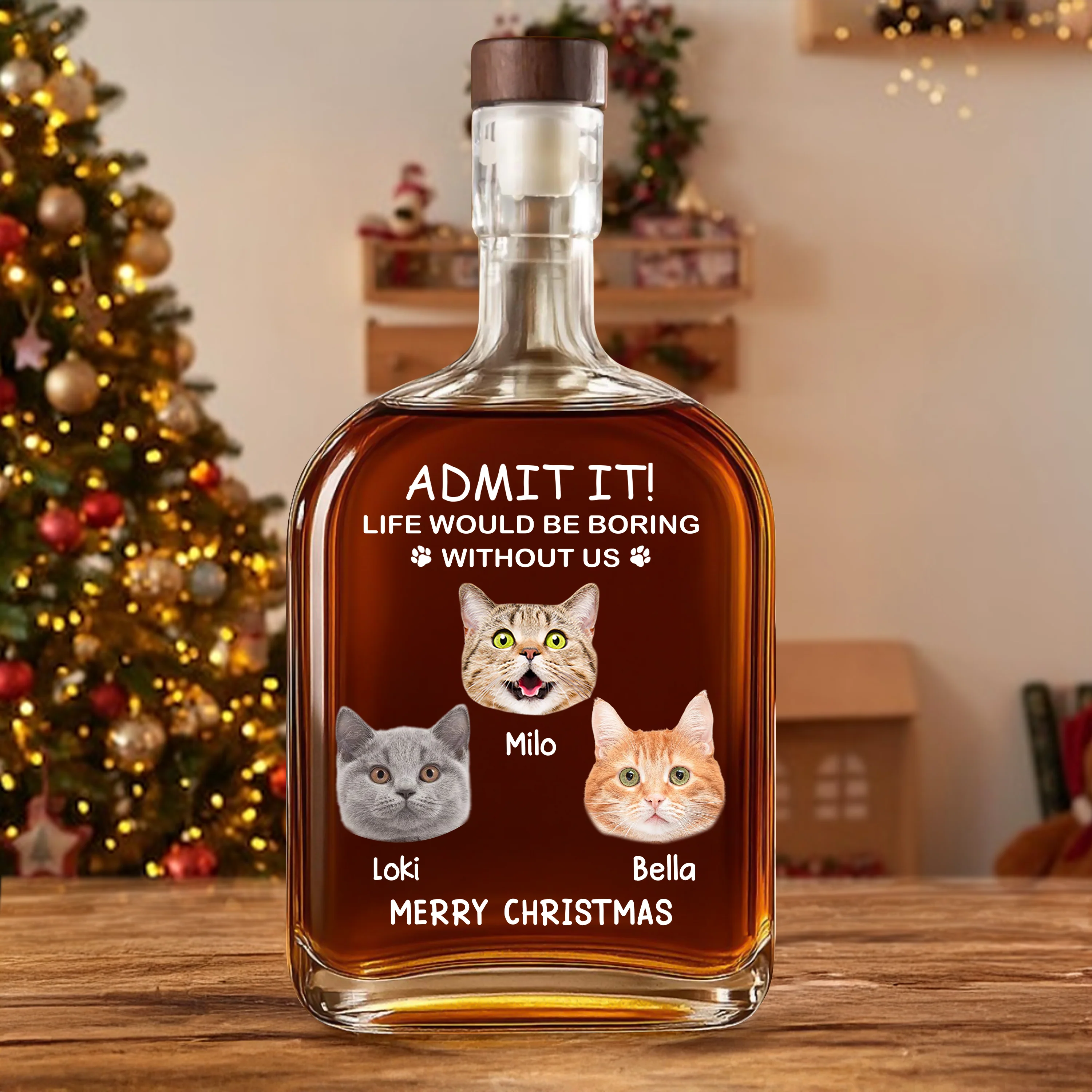 Custom Dog Cat Face Photo Life Would Be Boring Without Me Whiskey Bottle, Christmas Gifts HO82 894352 - Image 3