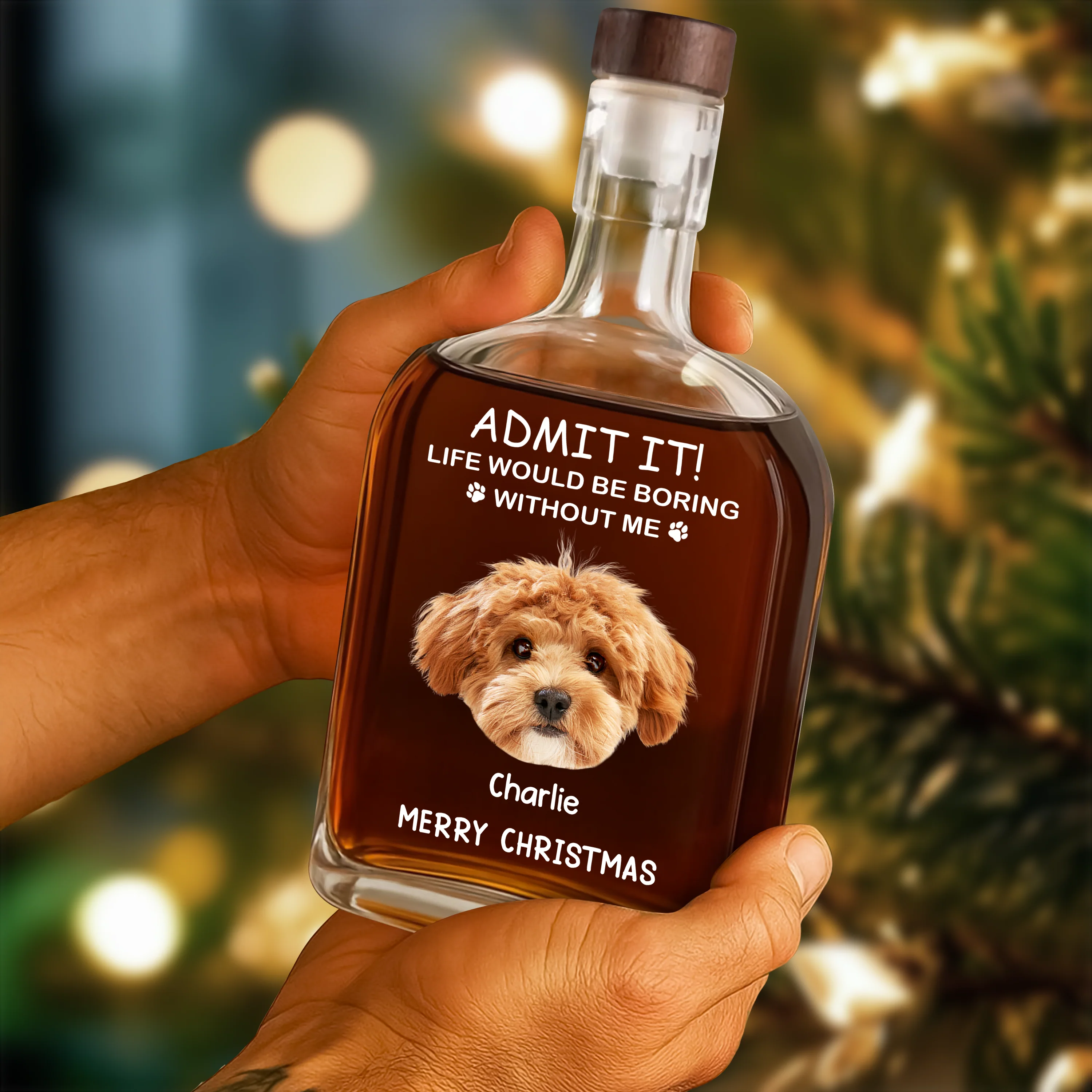 Custom Dog Cat Face Photo Life Would Be Boring Without Me Whiskey Bottle, Christmas Gifts HO82 894352 - Image 4