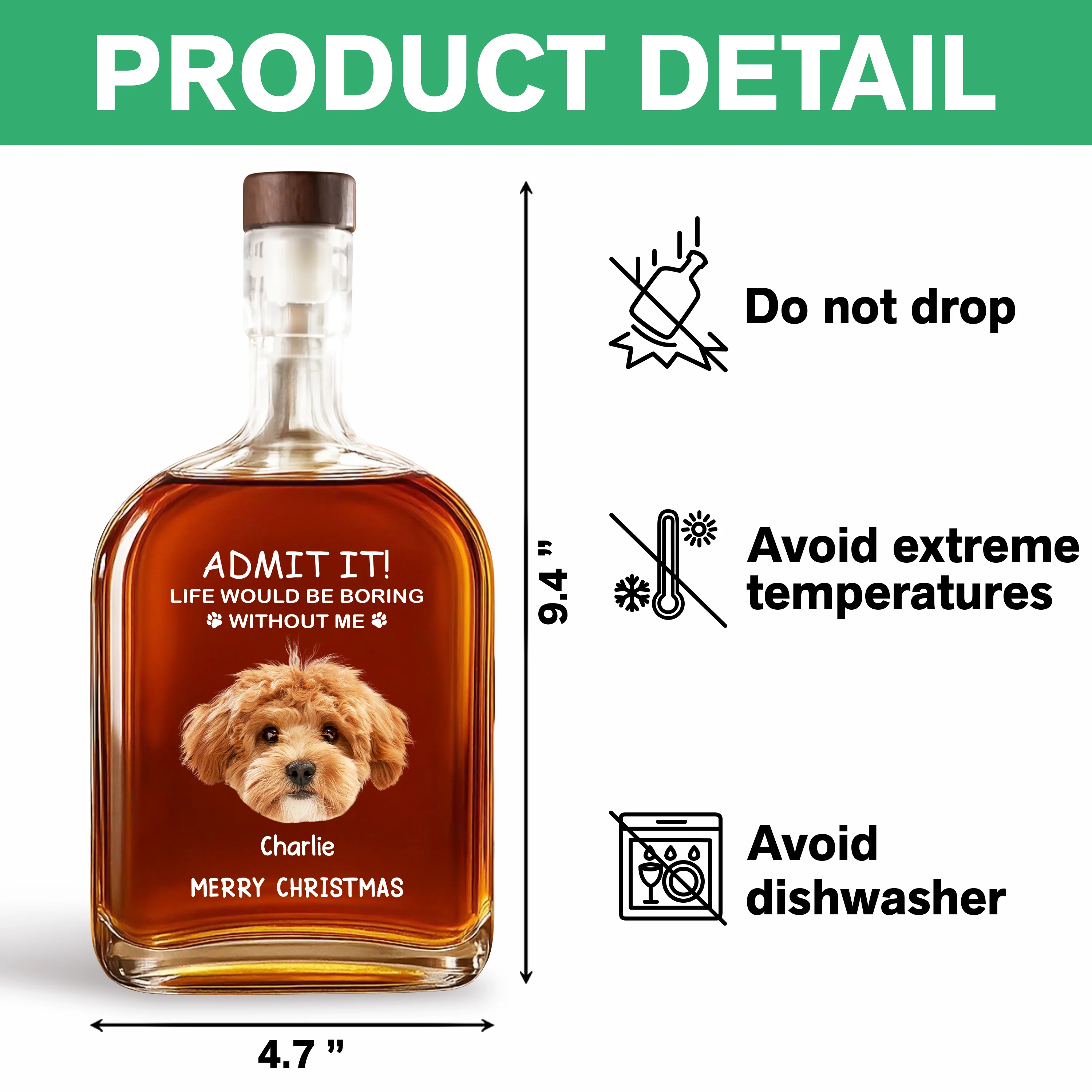 Custom Dog Cat Face Photo Life Would Be Boring Without Me Whiskey Bottle, Christmas Gifts HO82 894352 - Image 6