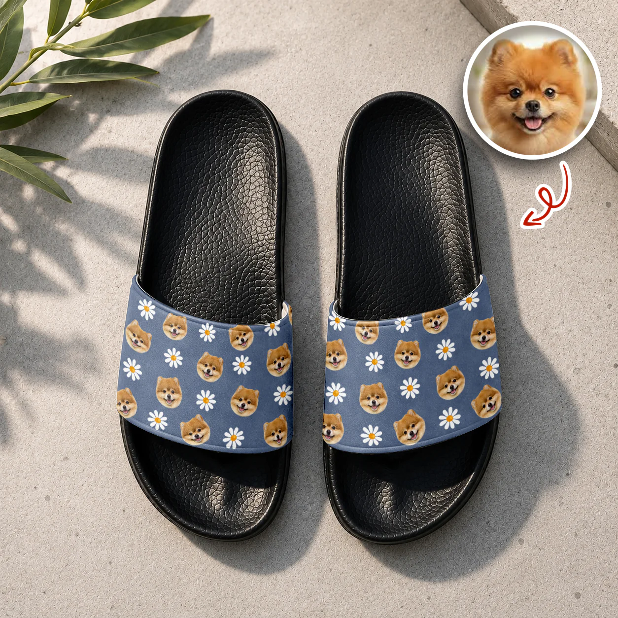 Custom Dog Cat Face Photo With Icon Slide Sandals - Gift For Dog Cat Lovers HO82 902580 - Image 4