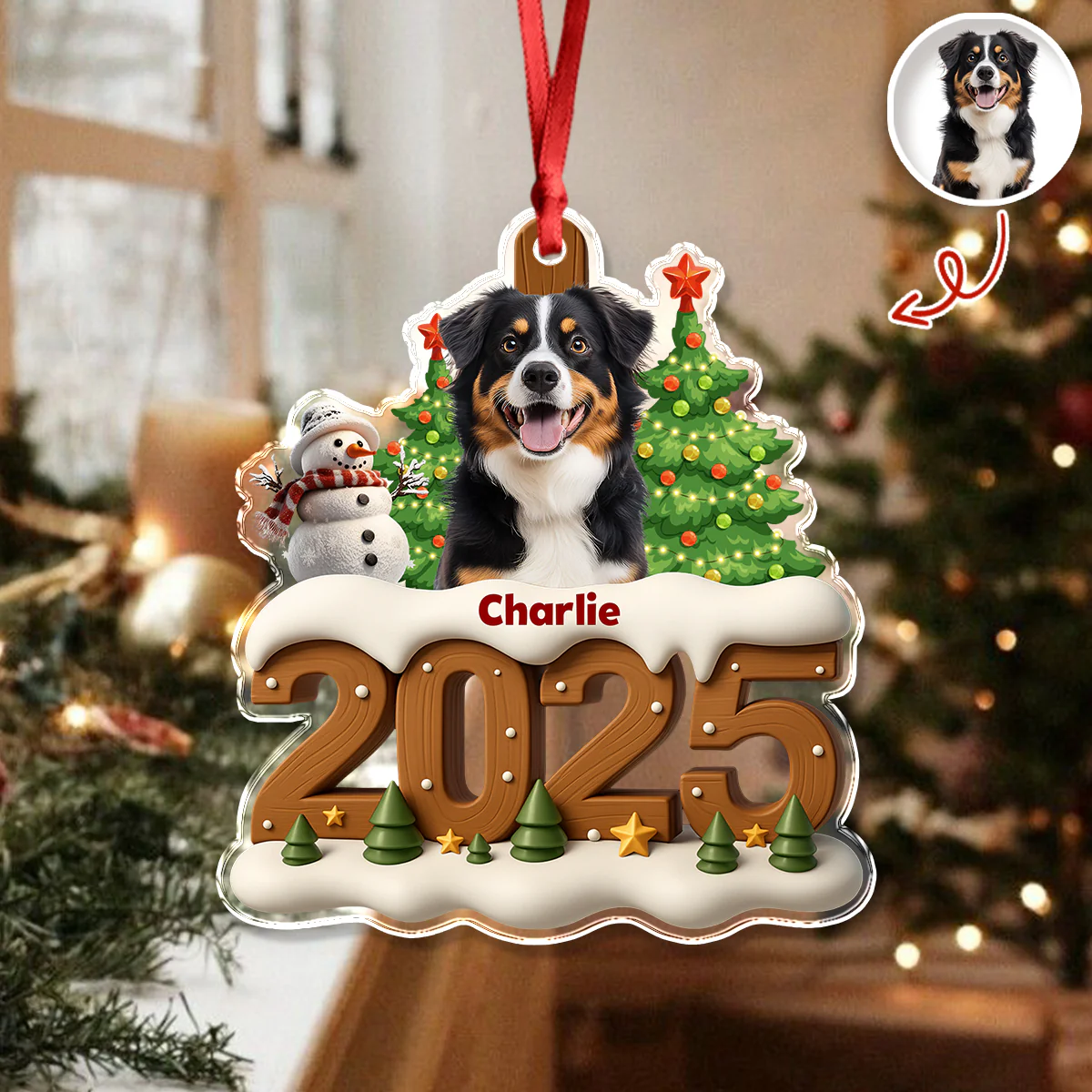Custom Dog Photo Cozy Xmas Crew Acrylic Ornament Personalized Gift For Christmas HO82 900132 - Image 3