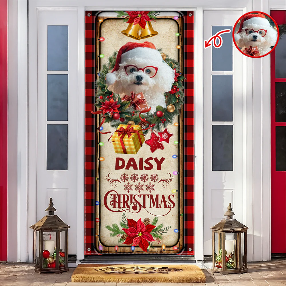 Custom Dog Photo Christmas Decoration Door Cover HO82 900260 - Image 2