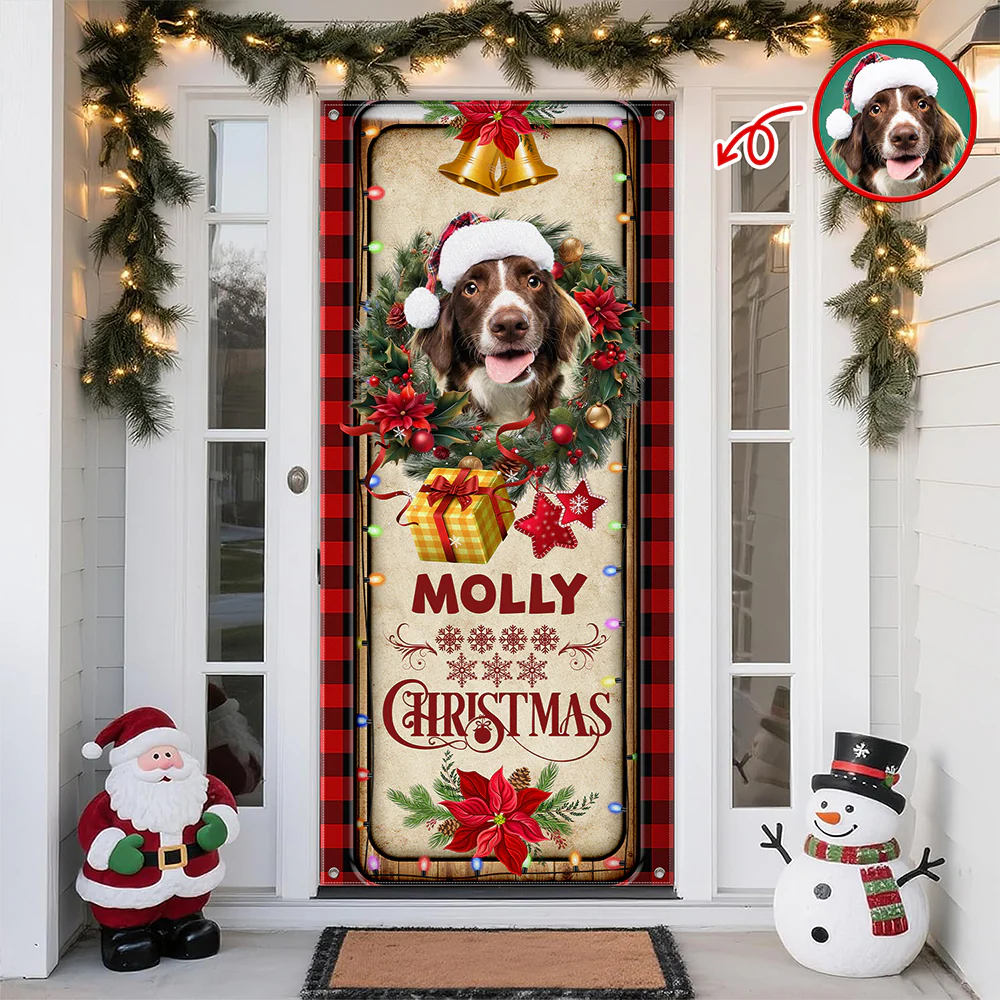 Custom Dog Photo Christmas Decoration Door Cover HO82 900260 - Image 4