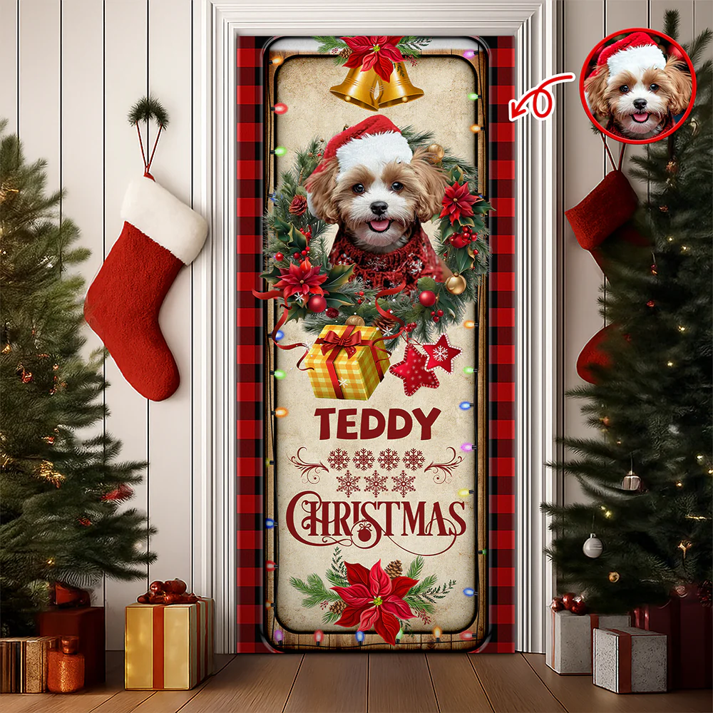 Custom Dog Photo Christmas Decoration Door Cover HO82 900260 - Image 5