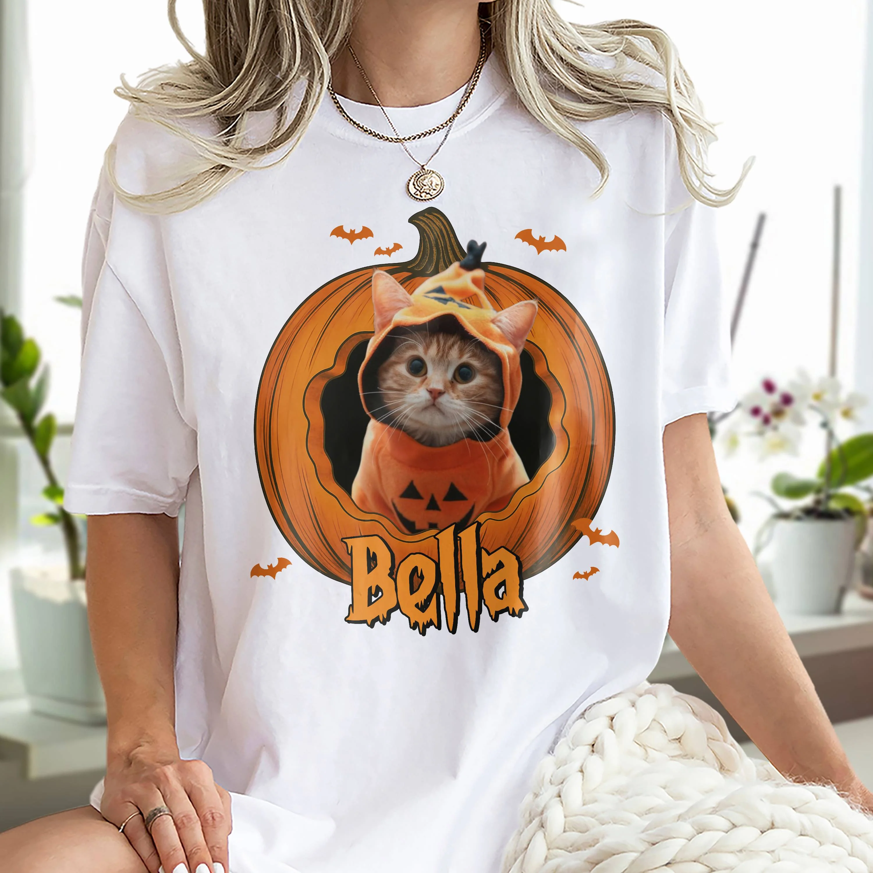 Custom Dog Cat Photo Halloween Pumpkin Bright Shirt HO82 894946 - Image 5
