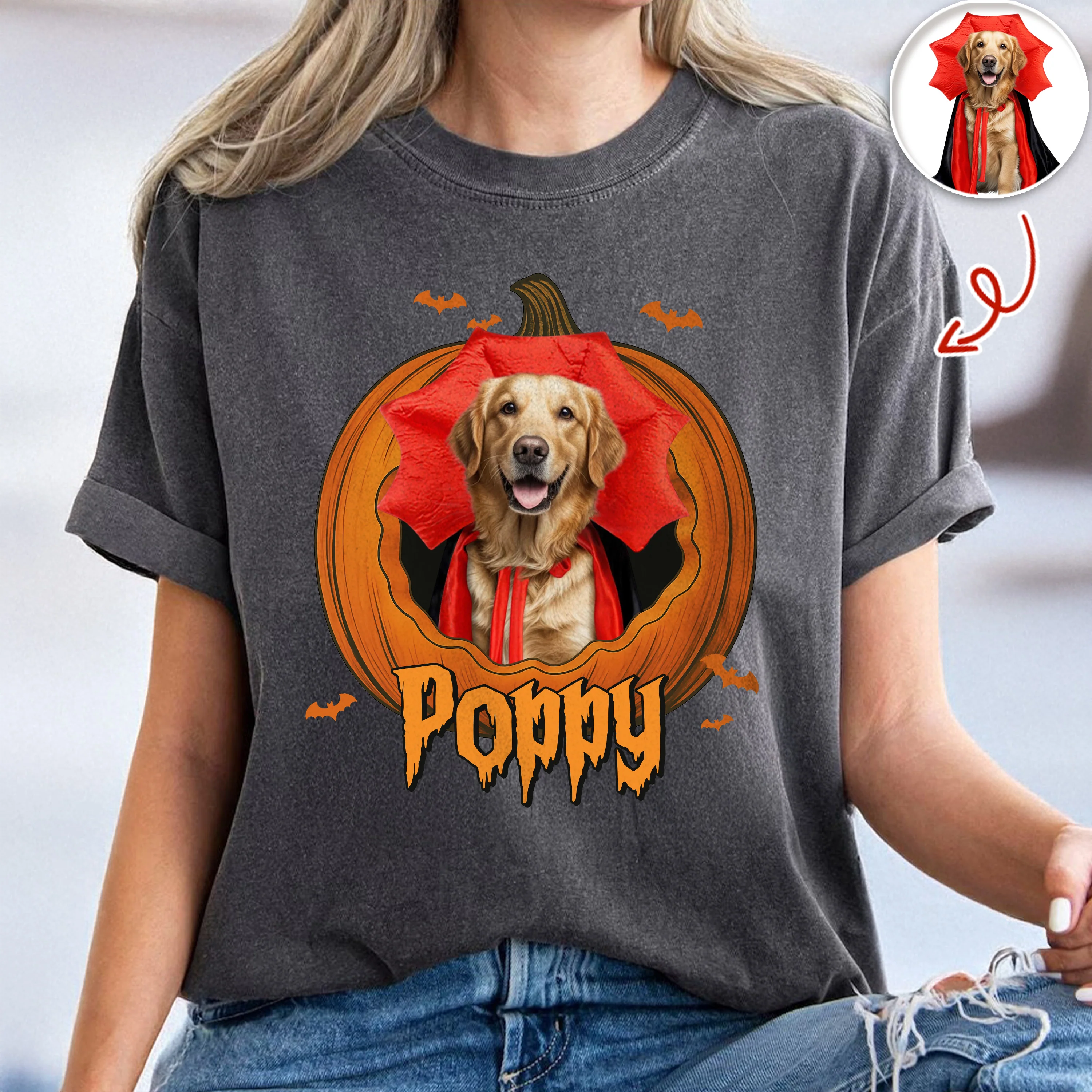 Custom Dog Cat Photo Halloween Pumpkin Comfort Shirt HO82 894926 - Image 3