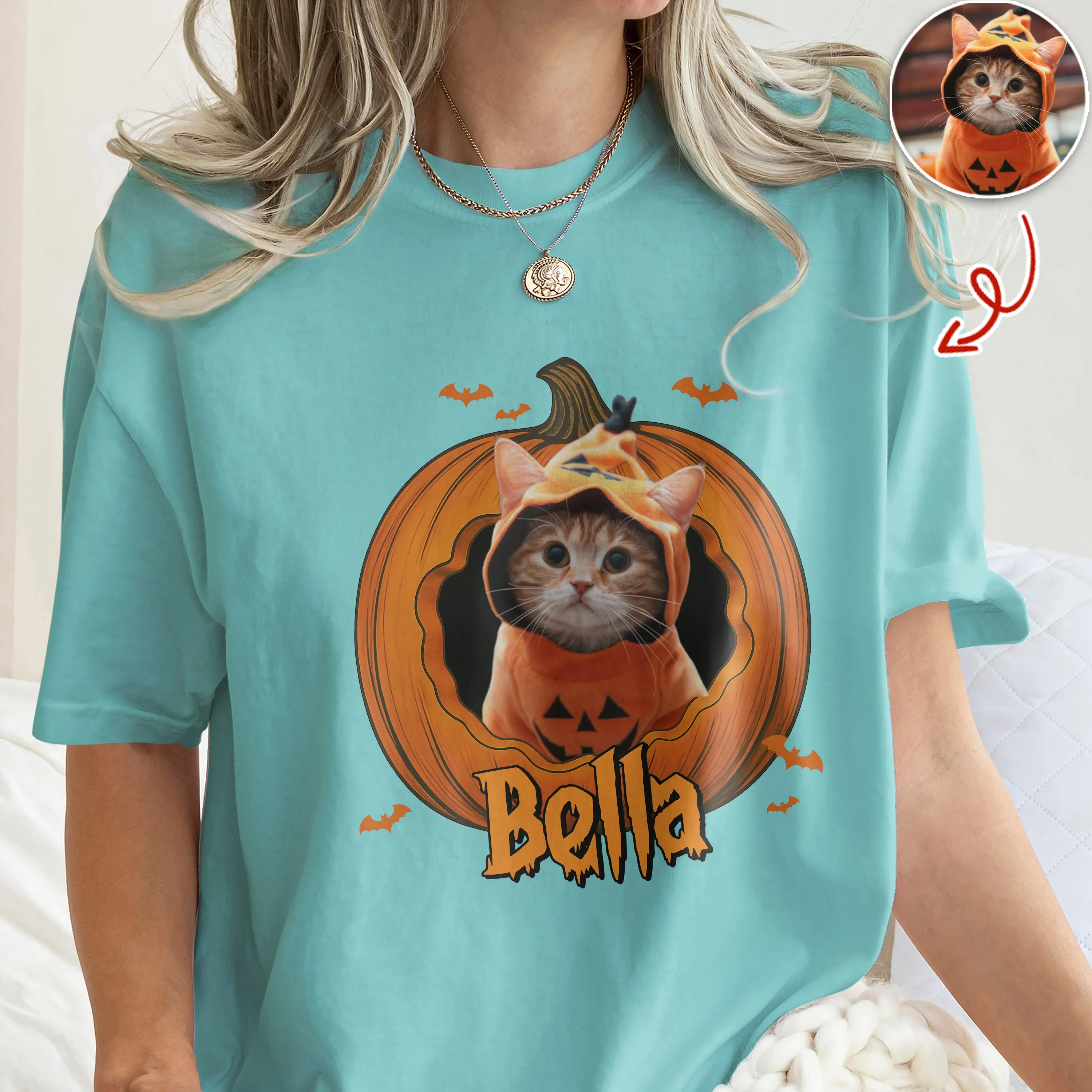 Custom Dog Cat Photo Halloween Pumpkin Comfort Shirt HO82 894926 - Image 6