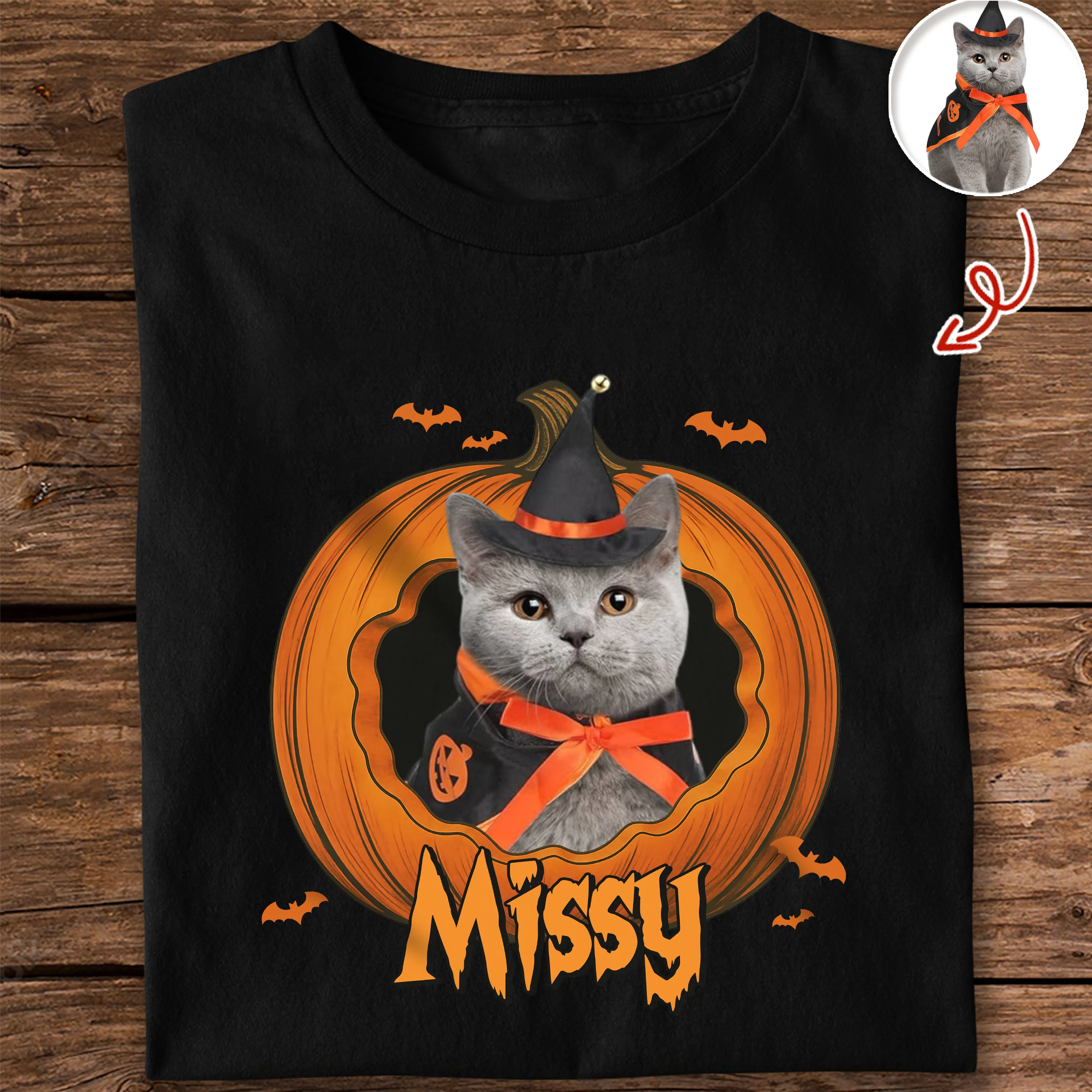 Custom Dog Cat Photo Halloween Pumpkin Dark Shirt HO82 894924 - Image 4