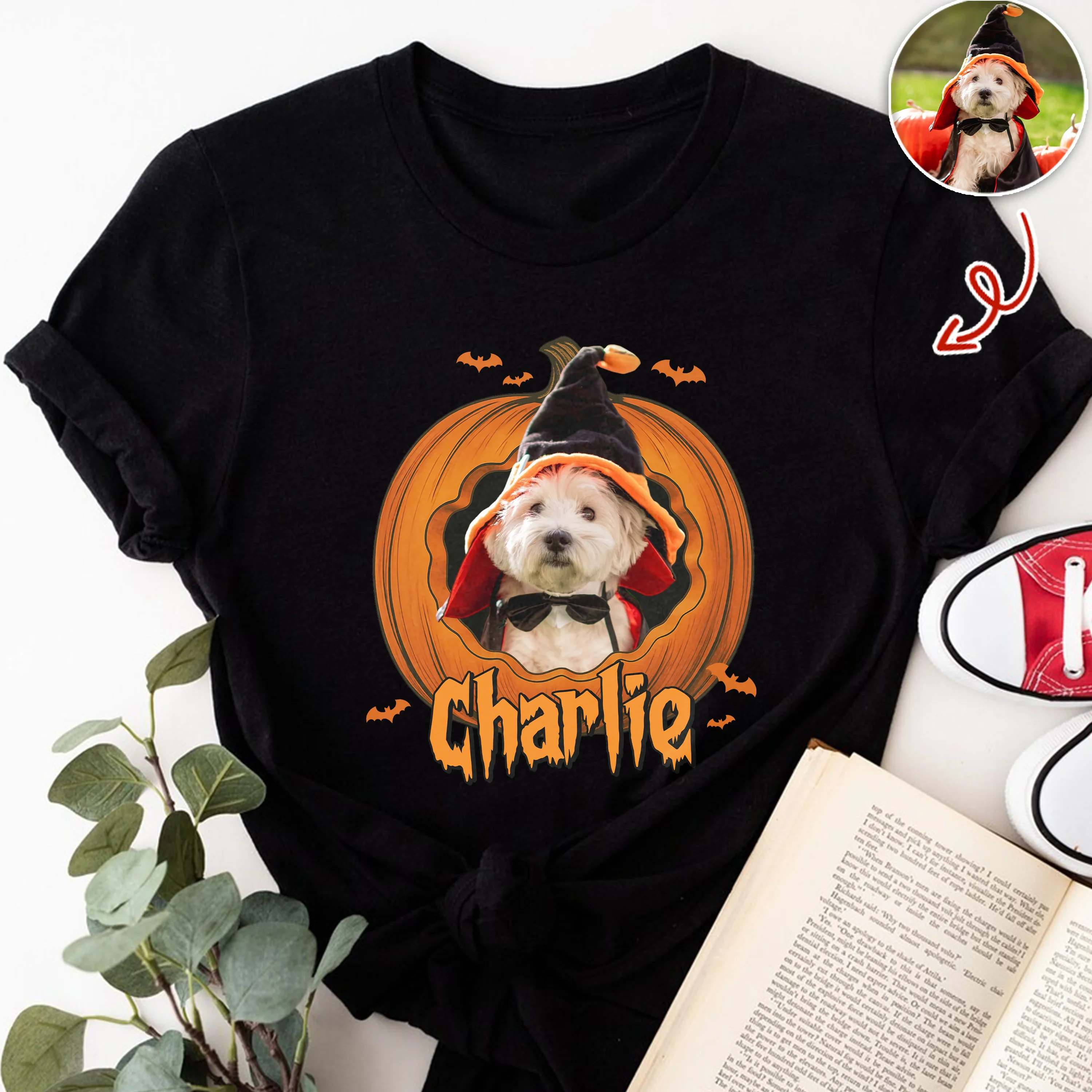 Custom Dog Cat Photo Halloween Pumpkin Dark Shirt HO82 894924 - Image 5