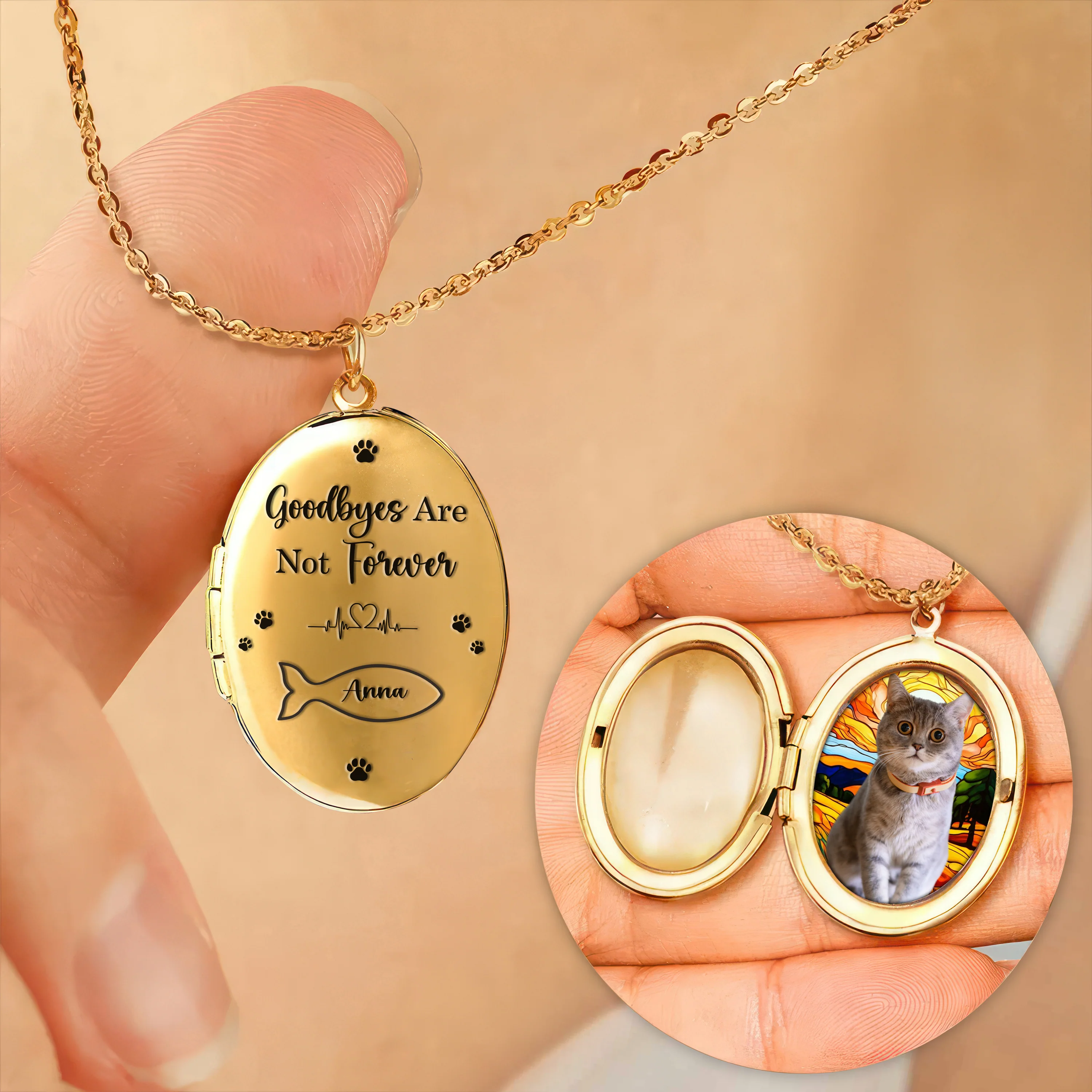 Custom Dog Cat Photo No Longer By My Side But Forever In My Heart Memorial Locket Necklace HO82 893672 - Image 3