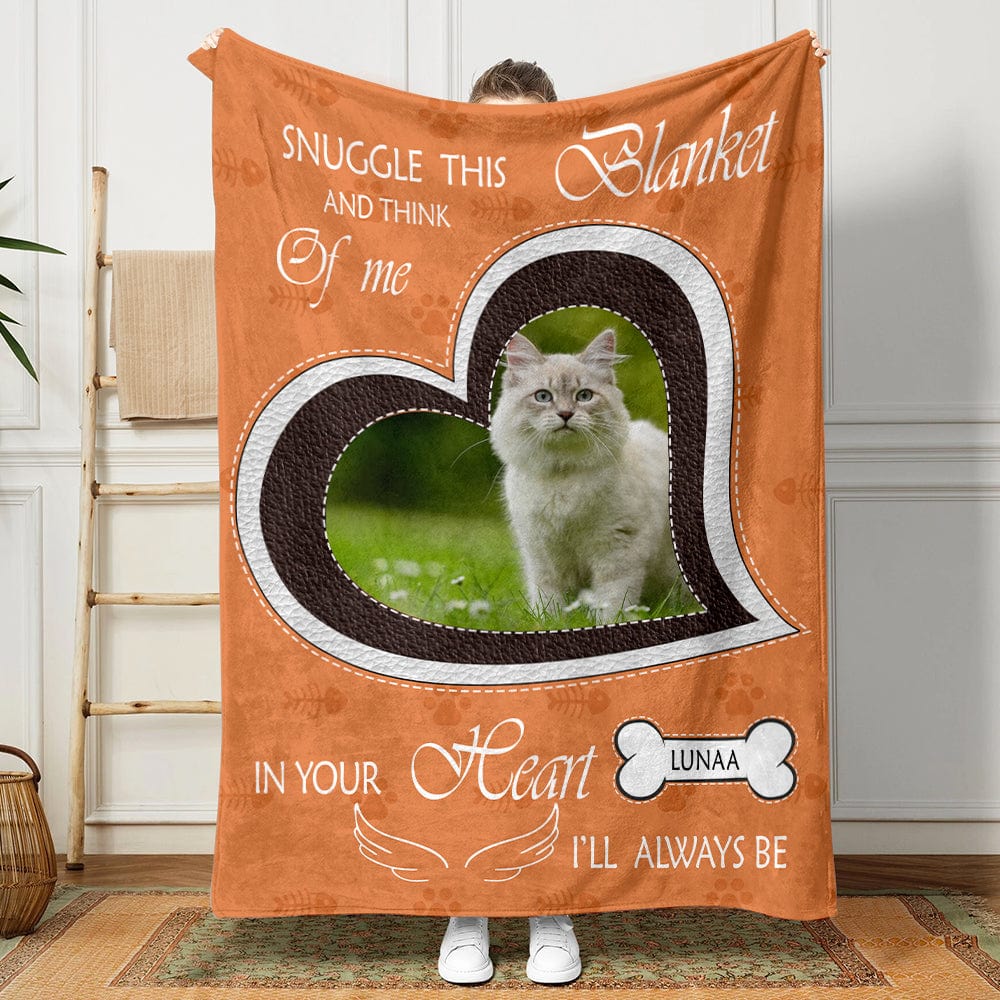 Custom Dog Cat Photo Snuggle This Blanket And Think Of Me Memorial Blanket HO82 893134 - Image 2