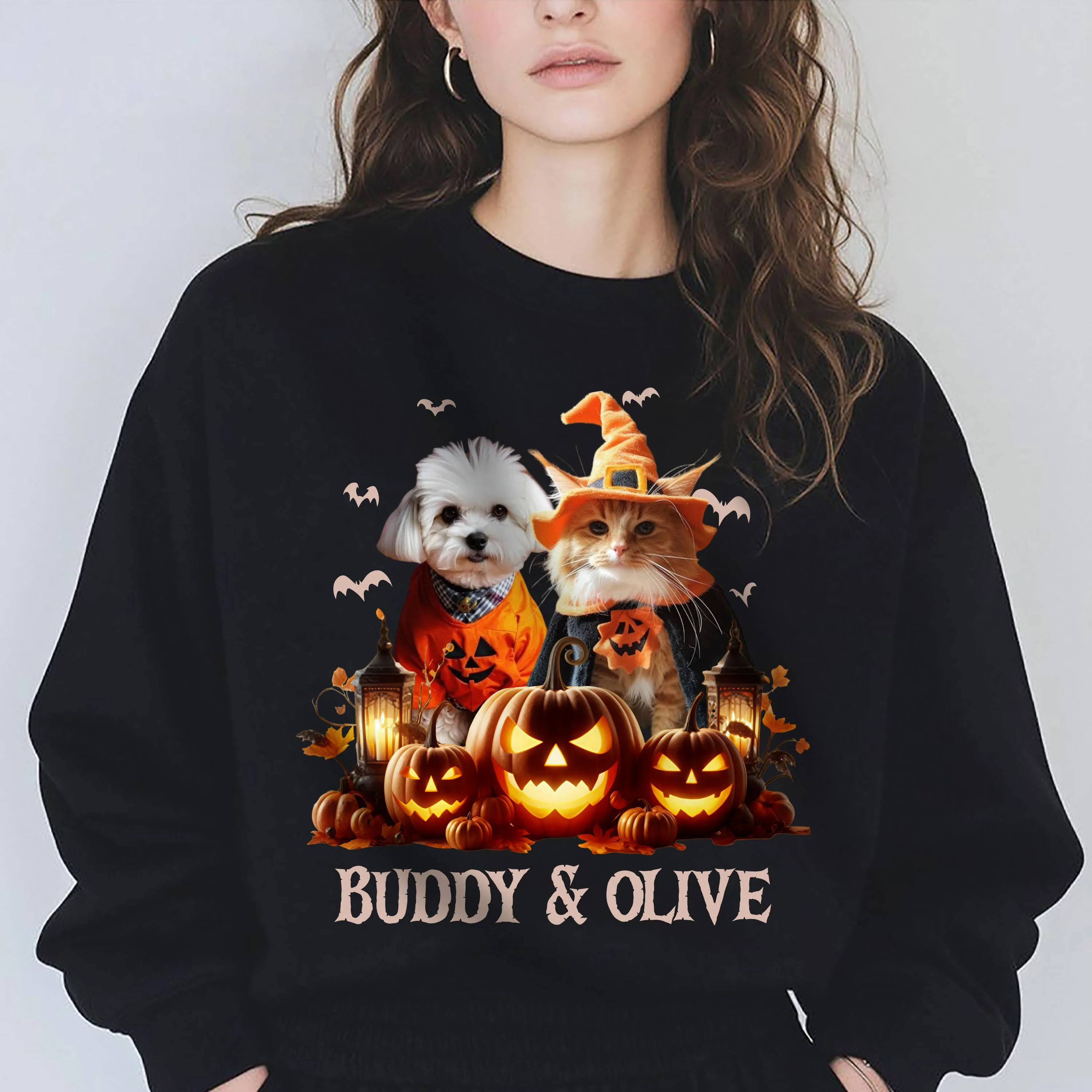Custom Dog Cat Photo Spooky Season Halloween Dark Shirt HO82 894998 - Image 2