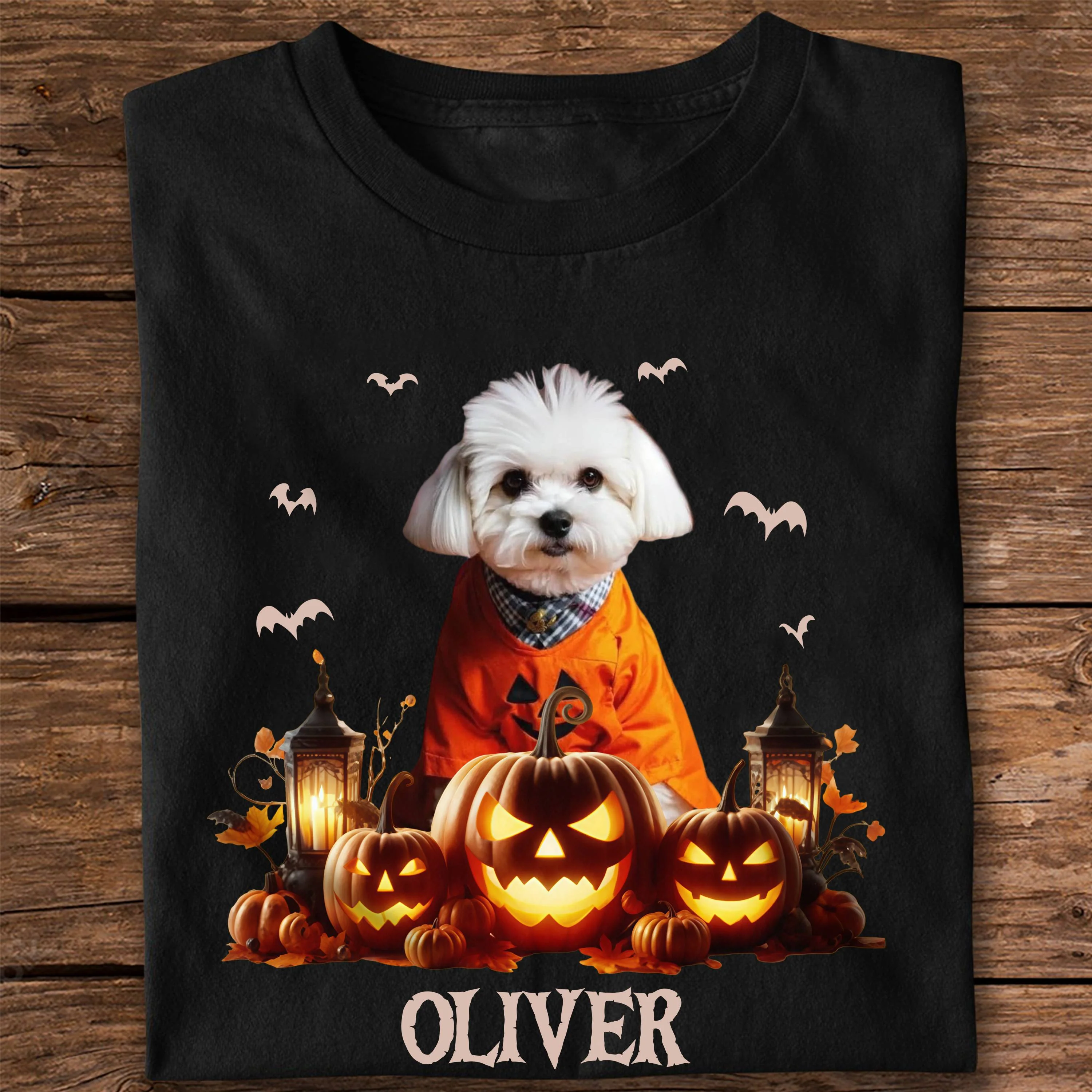 Custom Dog Cat Photo Spooky Season Halloween Dark Shirt HO82 894998 - Image 4