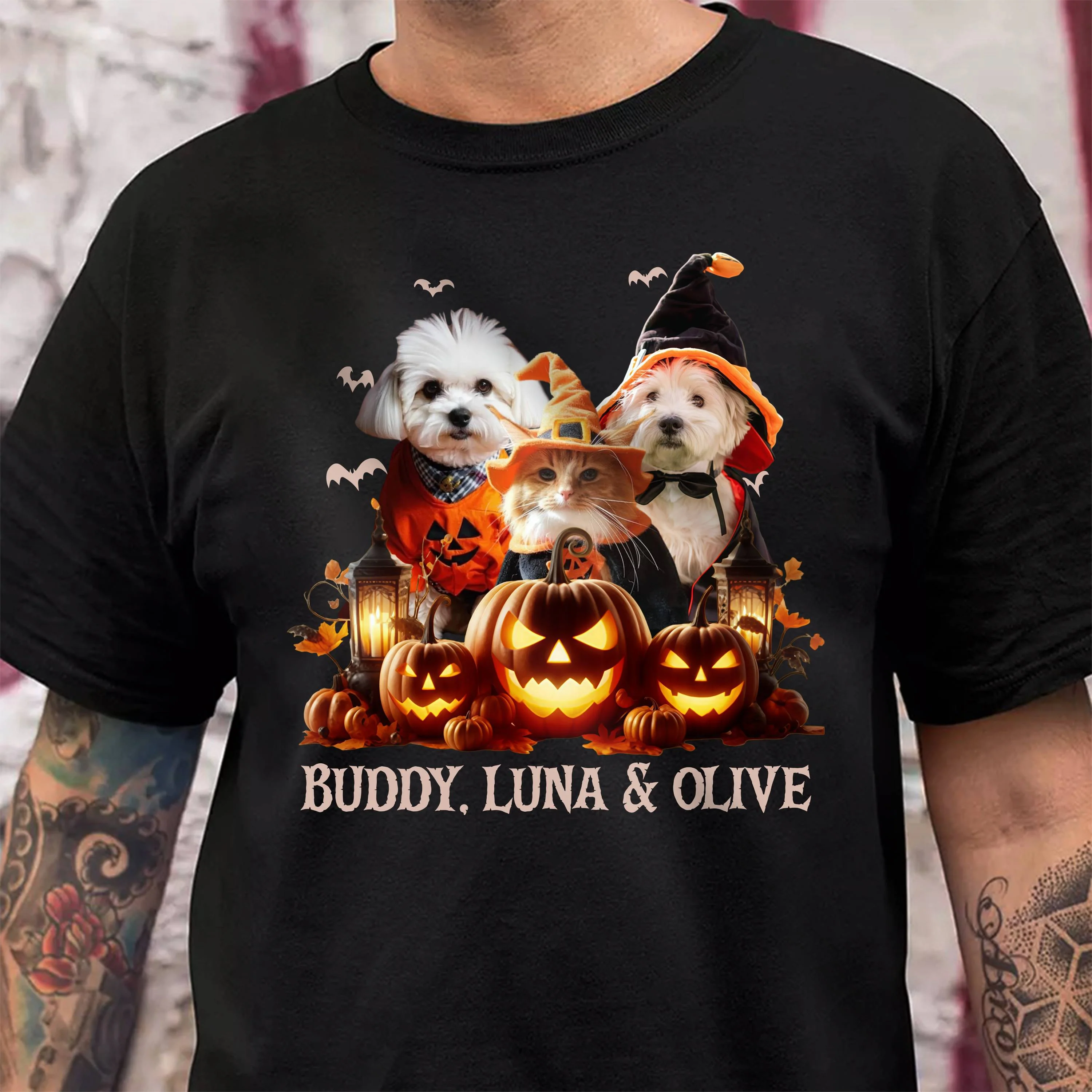 Custom Dog Cat Photo Spooky Season Halloween Dark Shirt HO82 894998 - Image 5