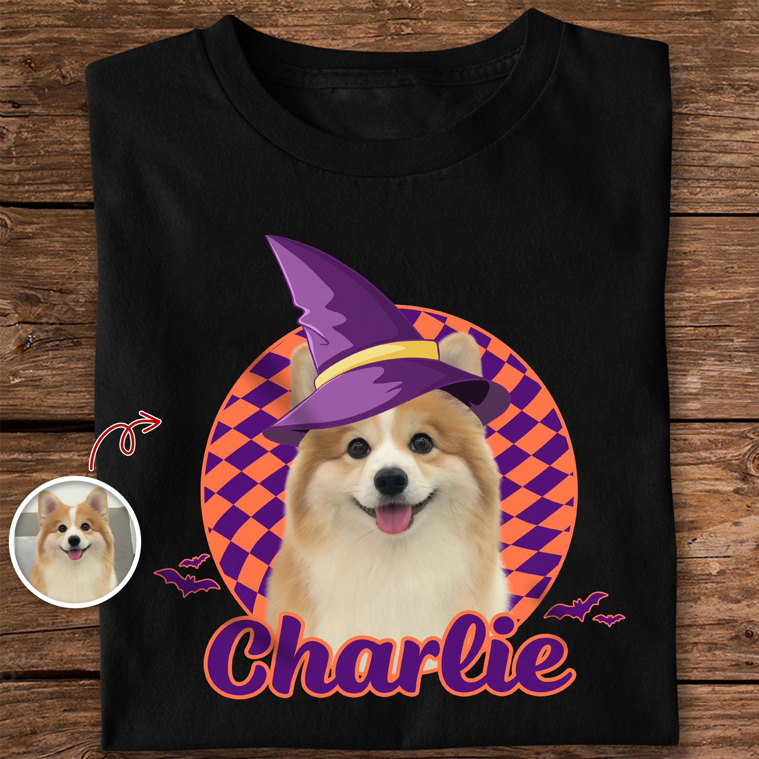 Custom Dog Cat Photo Witch Hat Halloween Dark Shirt HO82 894982 - Image 4
