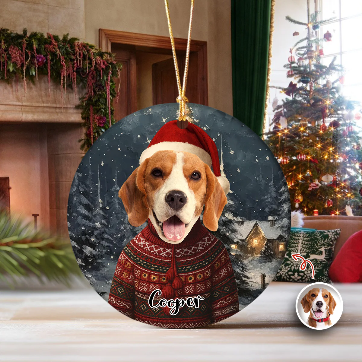 Custom Dog Cat Photo With Winter Outfits Ceramic Ornament Personalized Gift For Pet Lovers HO82 894932 - Image 3