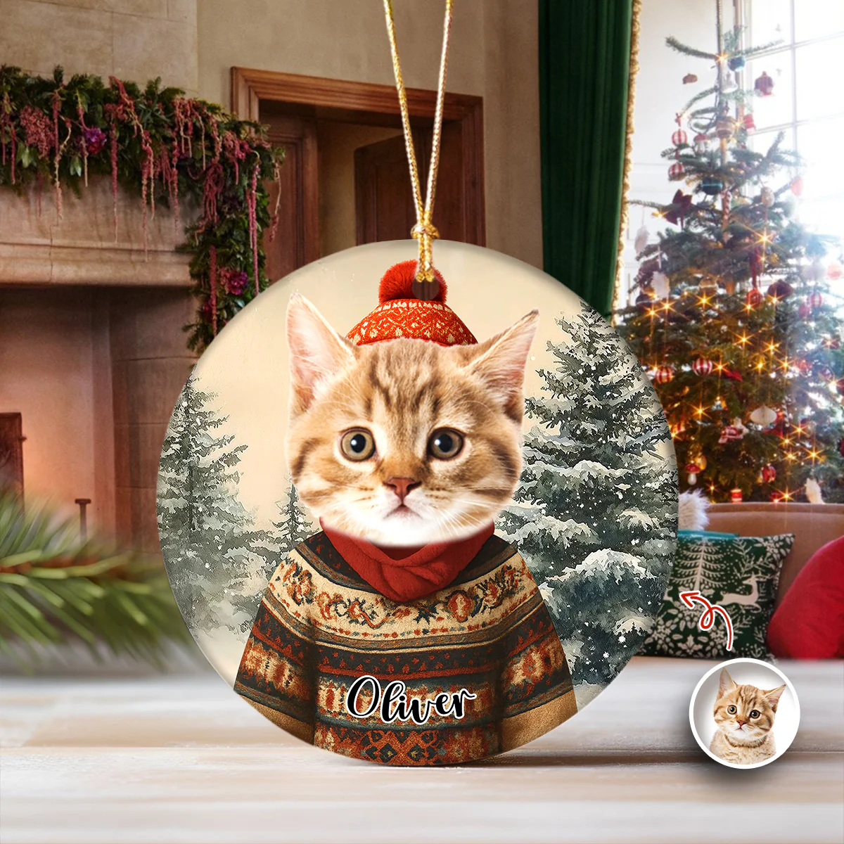 Custom Dog Cat Photo With Winter Outfits Ceramic Ornament Personalized Gift For Pet Lovers HO82 894932 - Image 4