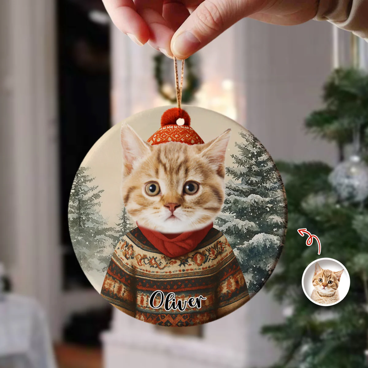 Custom Dog Cat Photo With Winter Outfits Ceramic Ornament Personalized Gift For Pet Lovers HO82 894932 - Image 6