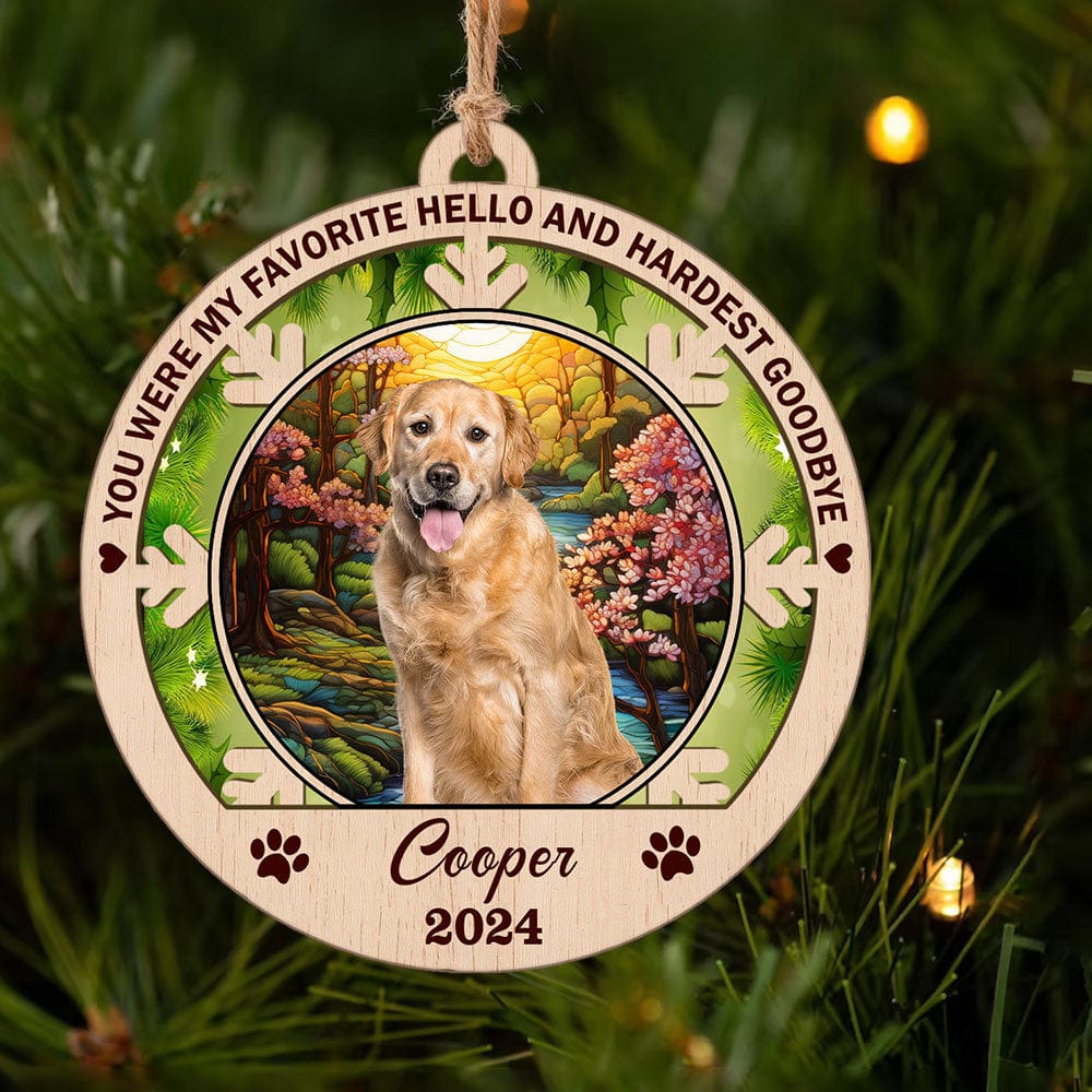 Custom Dog Cat Photo You Are My Favorite Hello Wood Ornament TA29 889594