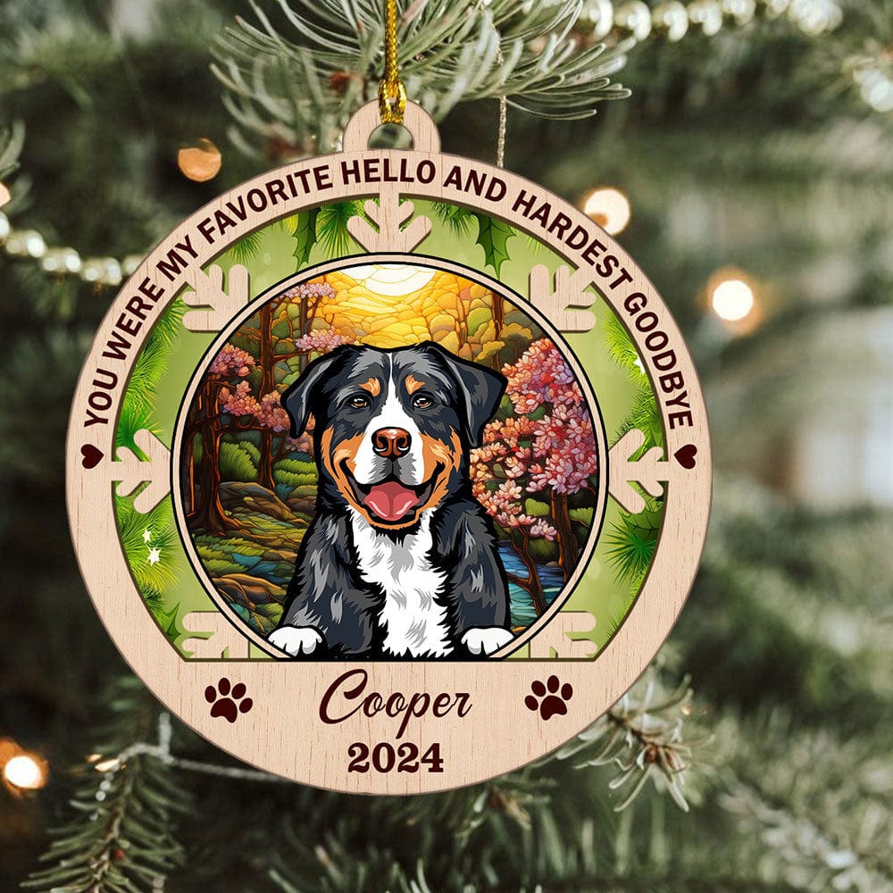 Custom Dog Cat Photo You Are My Favorite Hello Wood Ornament TA29 889594 - Image 2