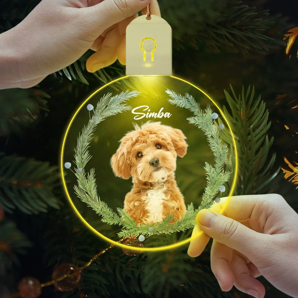 Custom Dog Christmas Photo For Dog Lovers Circle Led Acrylic Ornament HO82 893260 - Image 2
