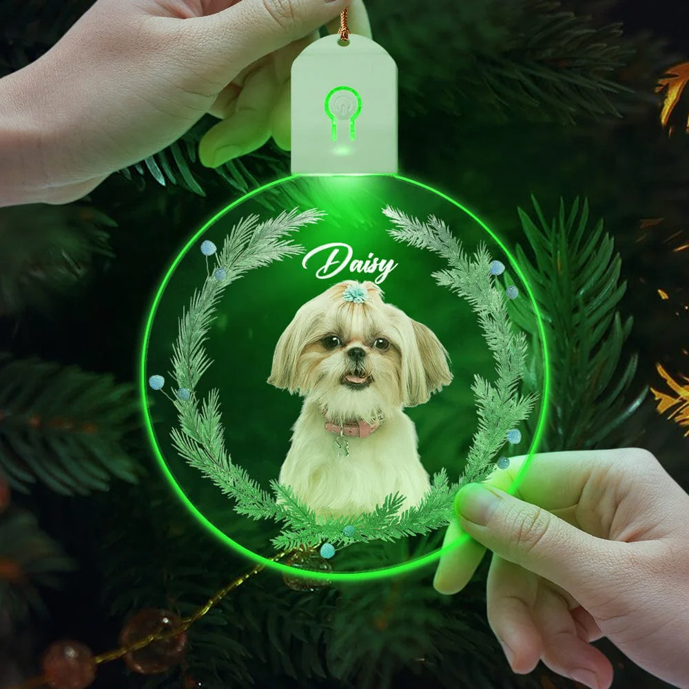 Custom Dog Christmas Photo For Dog Lovers Circle Led Acrylic Ornament HO82 893260 - Image 4