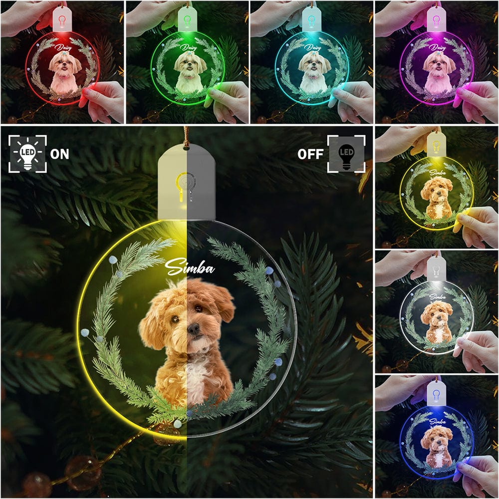 Custom Dog Christmas Photo For Dog Lovers Circle Led Acrylic Ornament HO82 893260 - Image 5