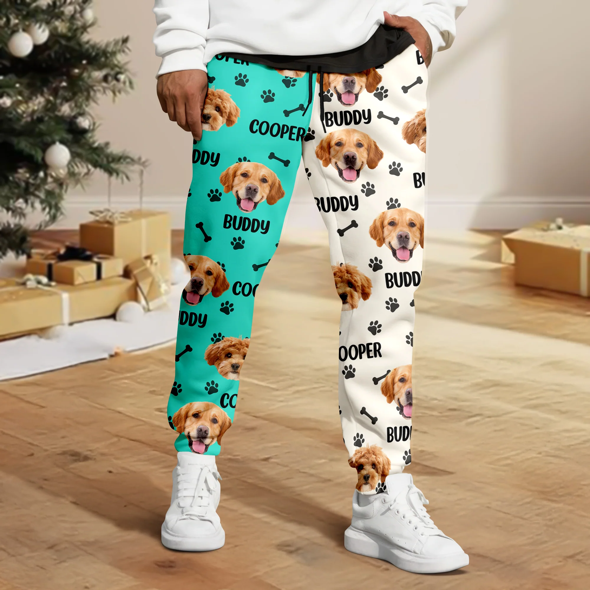 Custom Dog Face Photo Color Split Sweatpants Gift For Christmas HO82 900386 - Image 4