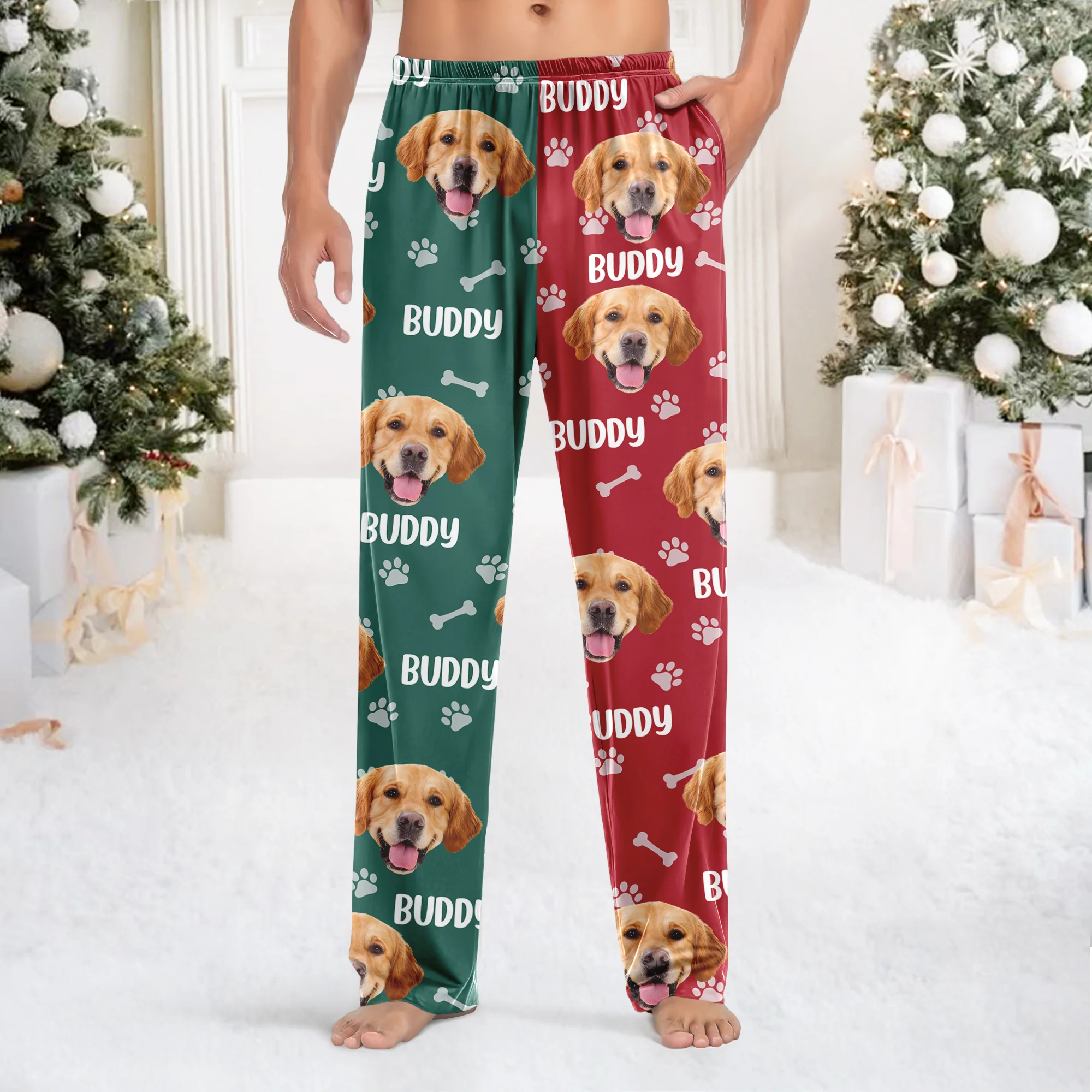 Custom Dog Face Photo Color Split Sweatpants Gift For Christmas HO82 900386 - Image 5